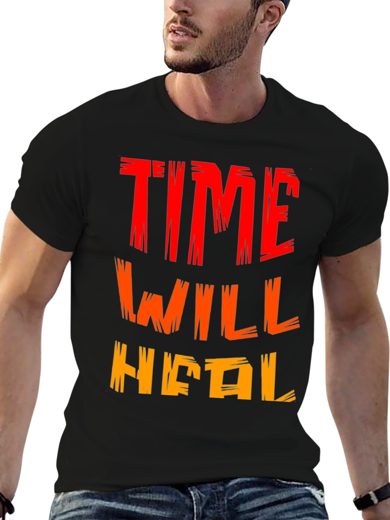 Time Will Heal Graphic Tee - Motivational Black T-Shirt