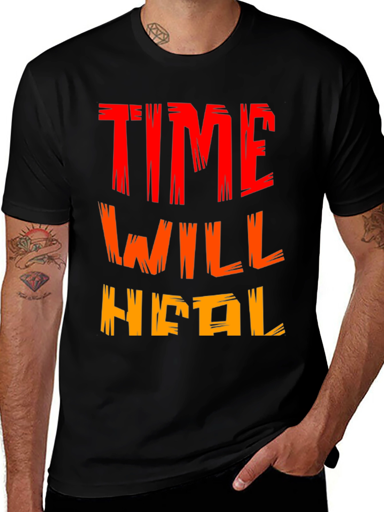 Time Will Heal Graphic Tee - Motivational Black T-Shirt