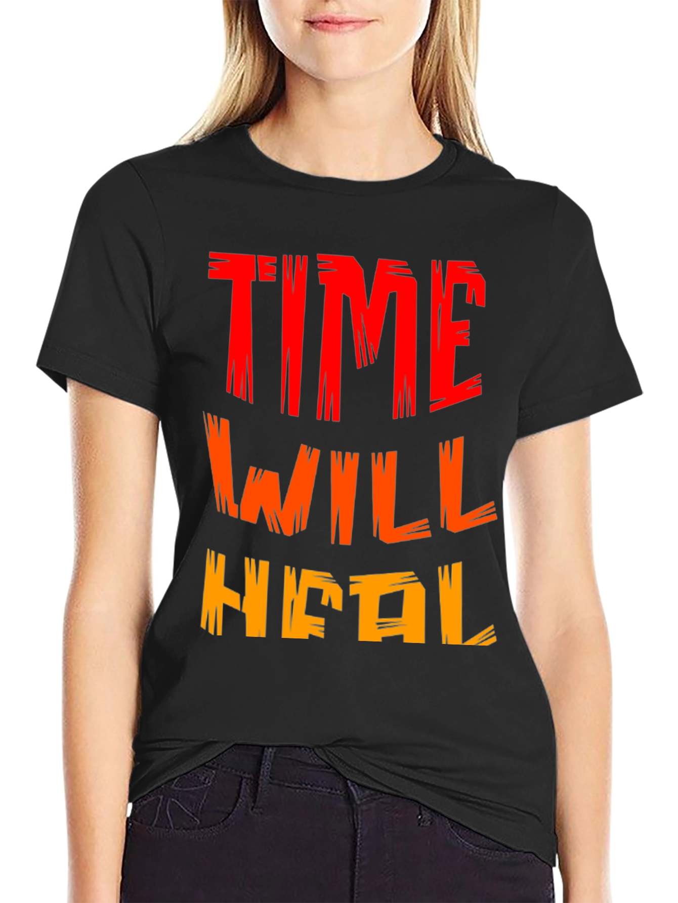 Time Will Heal Graphic Tee - Motivational Black T-Shirt