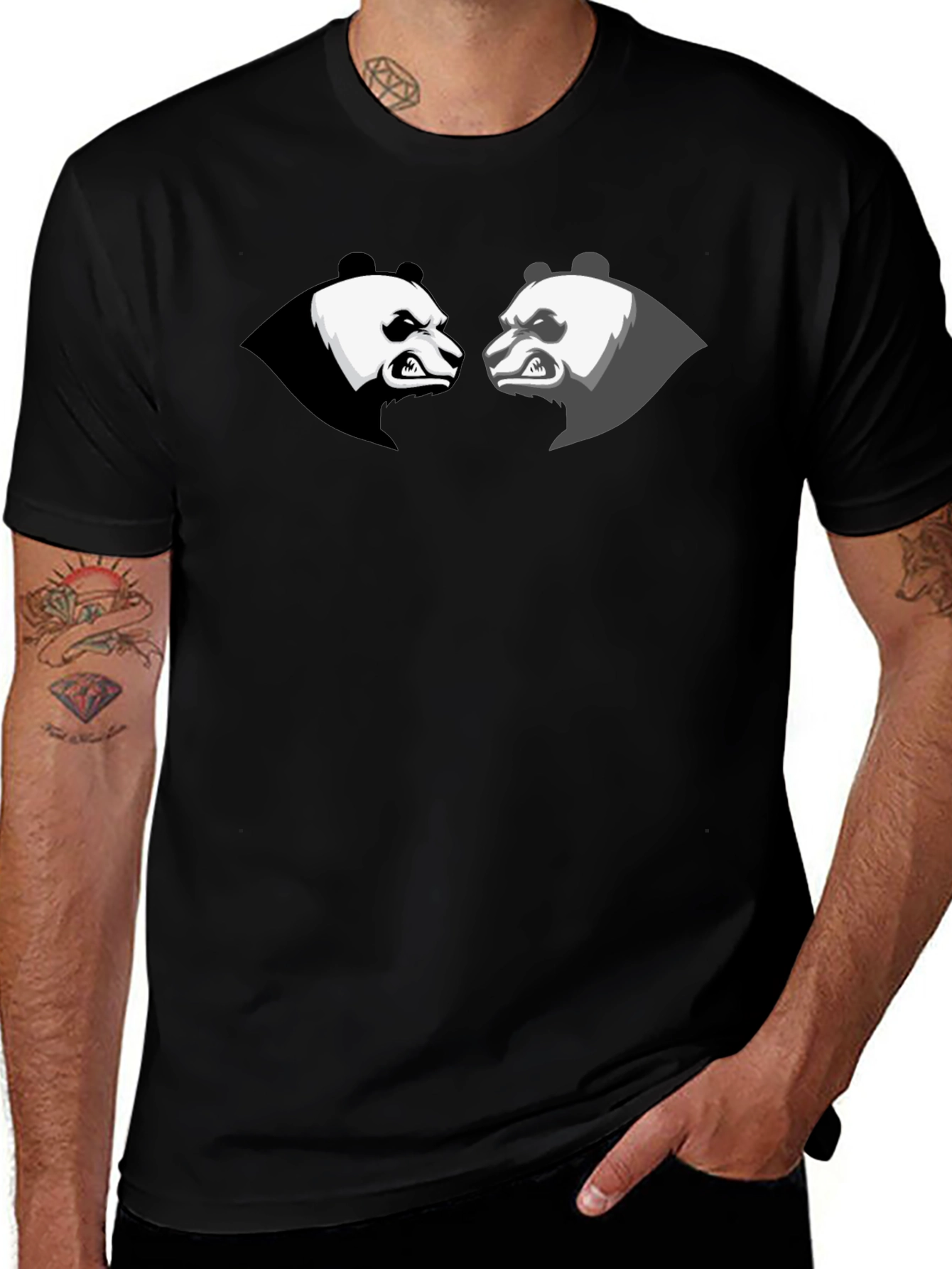 Angry Panda Graphic Tee - Black