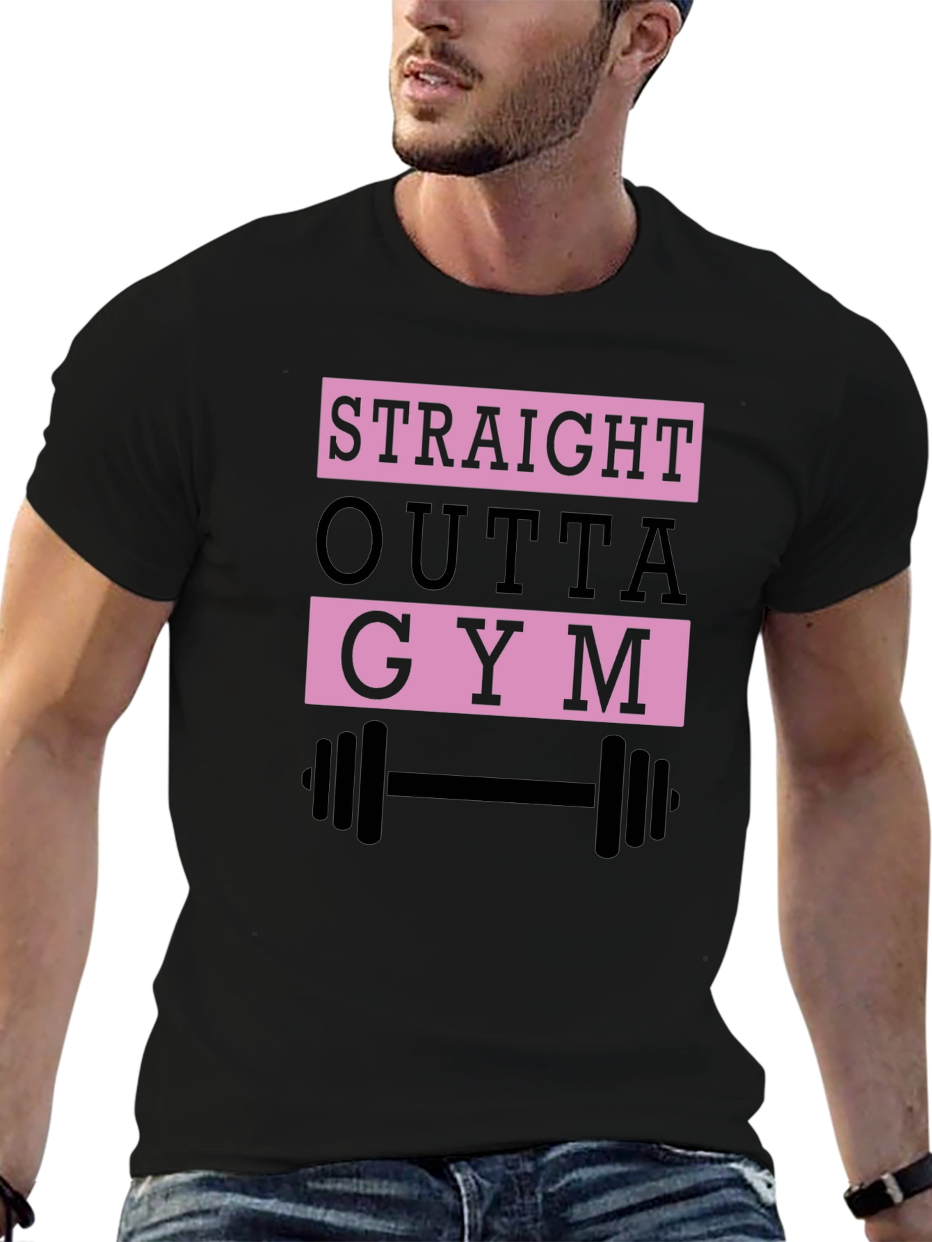 Straight Outta Gym Black Graphic T-Shirt