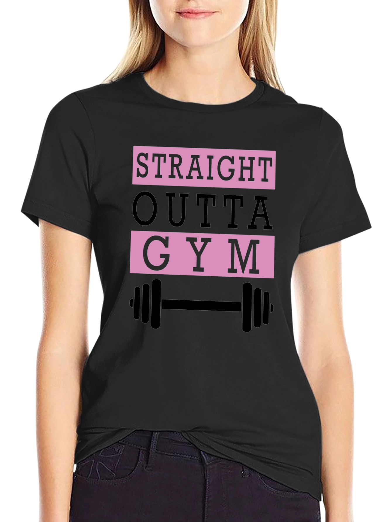 Straight Outta Gym Black Graphic T-Shirt