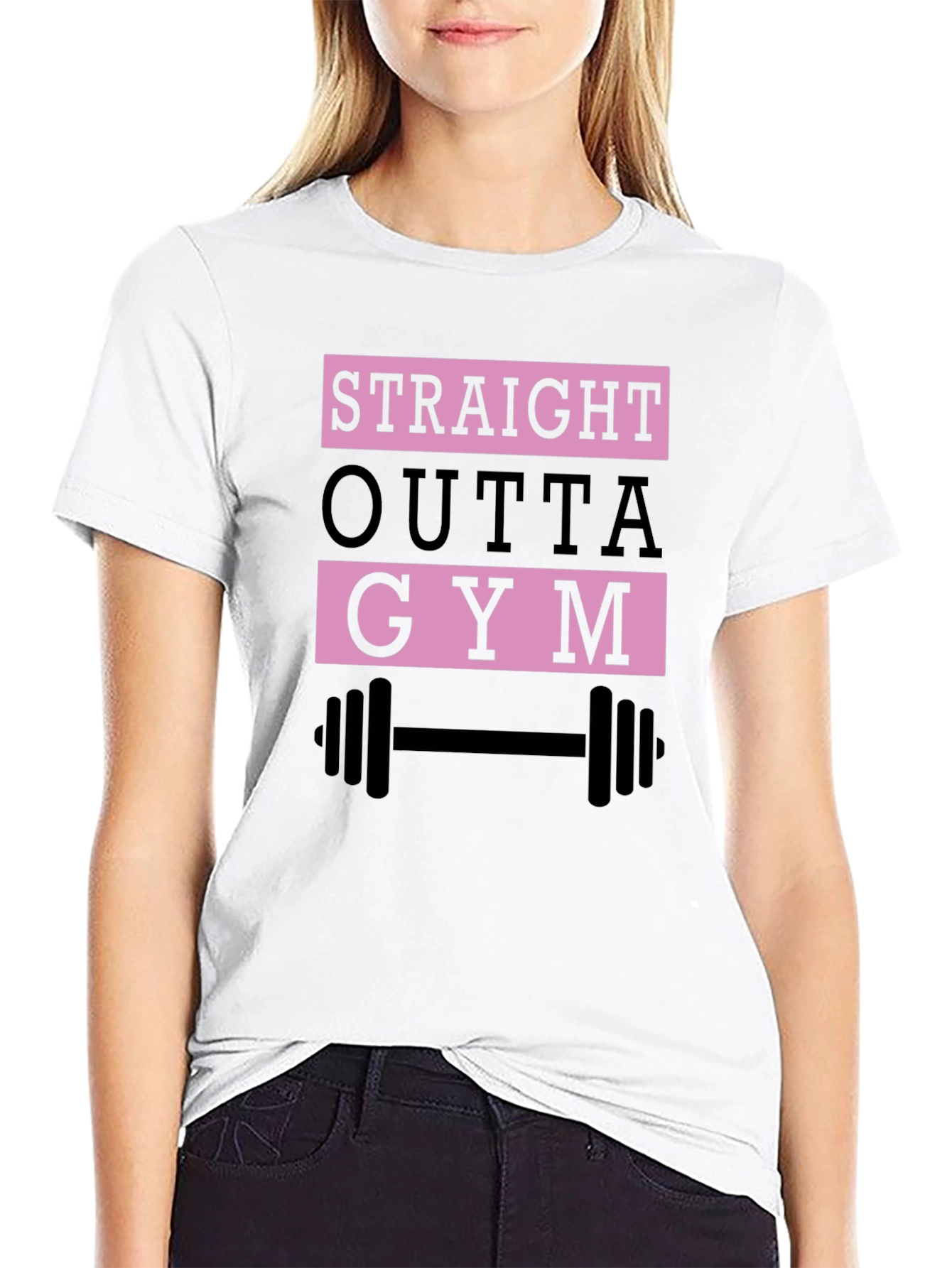 Straight Outta Gym Black Graphic T-Shirt