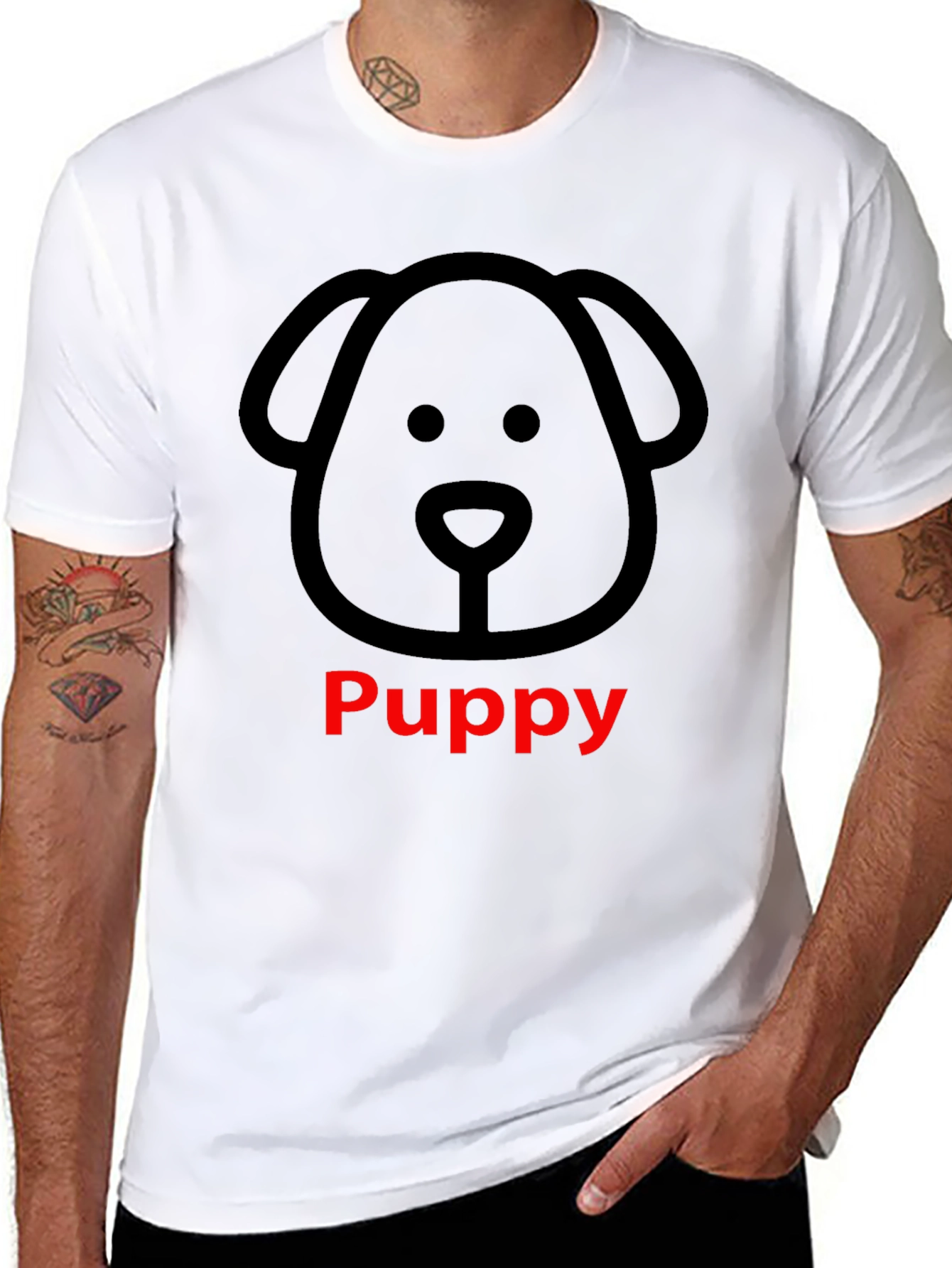 Puppy Dog Graphic Tee - Black Unisex T-Shirt