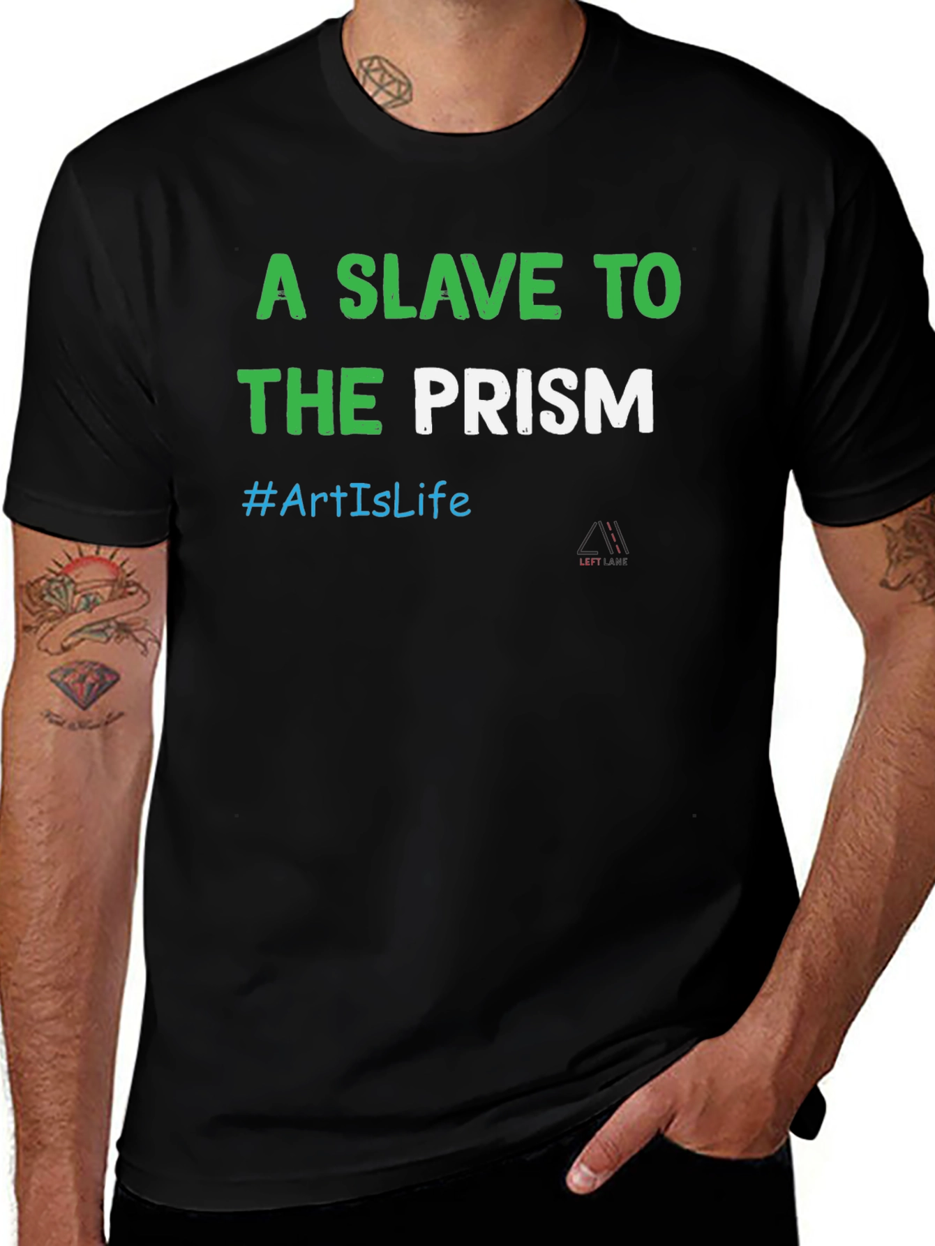 A Slave To The Prism Black Graphic T-Shirt