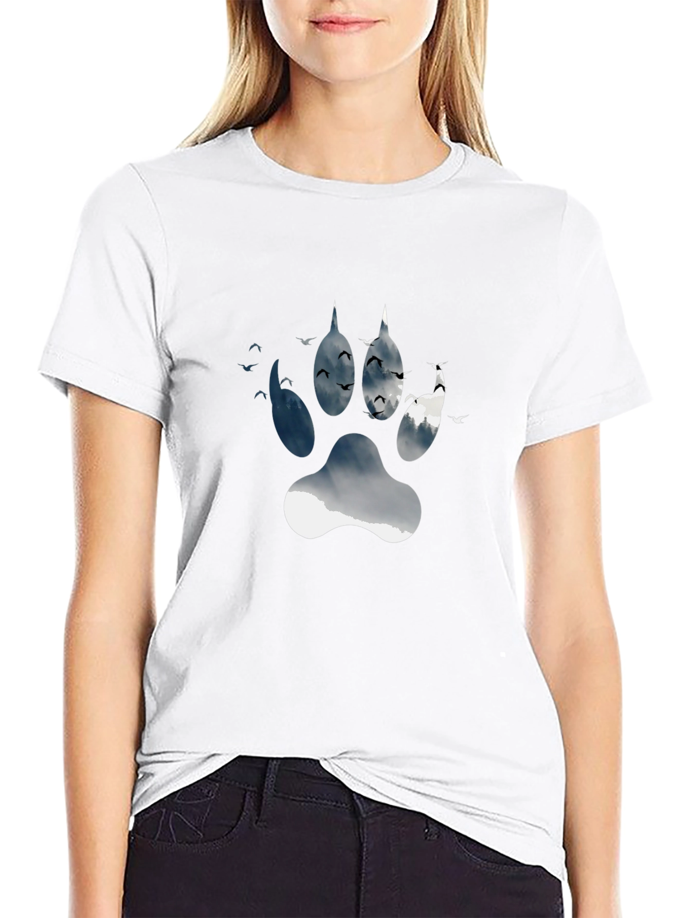 Wolf Paw Print Graphic Tee - Nature Inspired Design