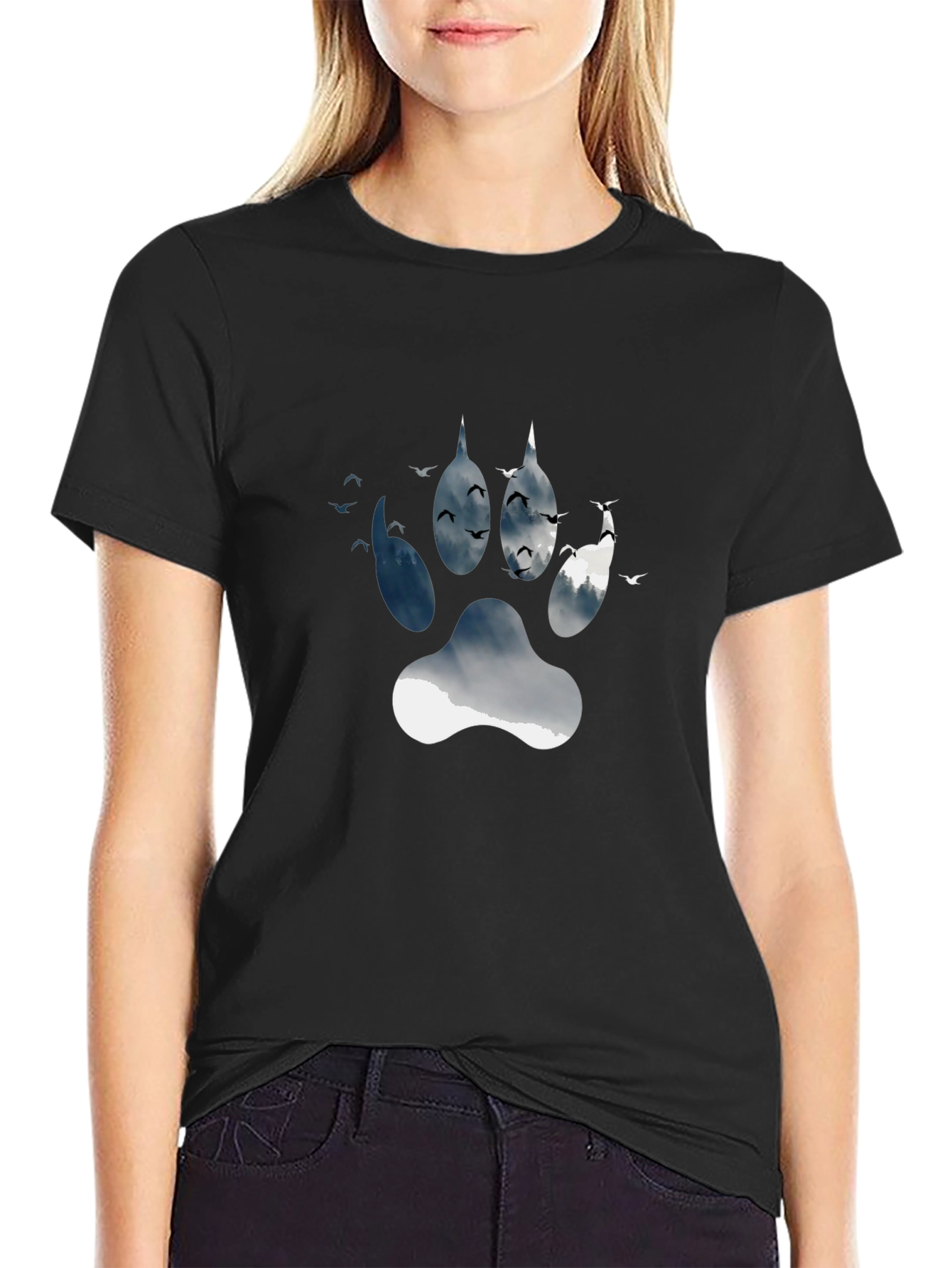 Wolf Paw Print Graphic Tee - Nature Inspired Design