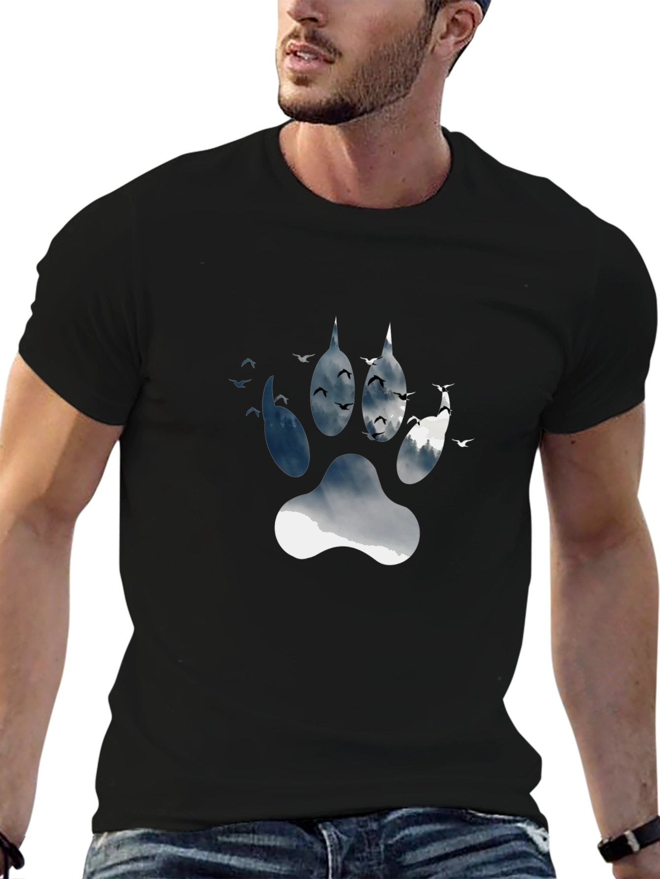 Wolf Paw Print Graphic Tee - Nature Inspired Design