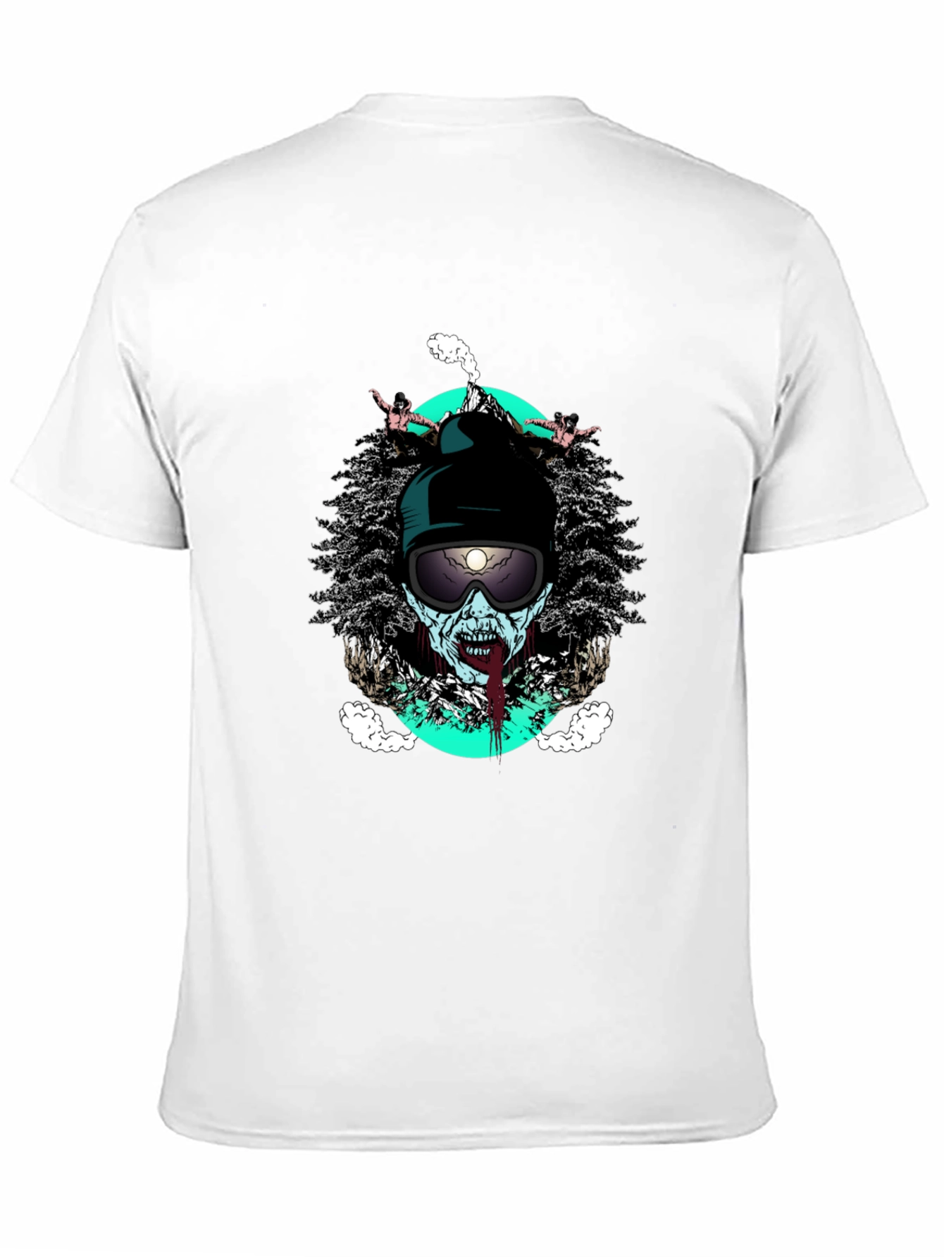 Zombie Skier Graphic Tee - Black Cotton T-Shirt