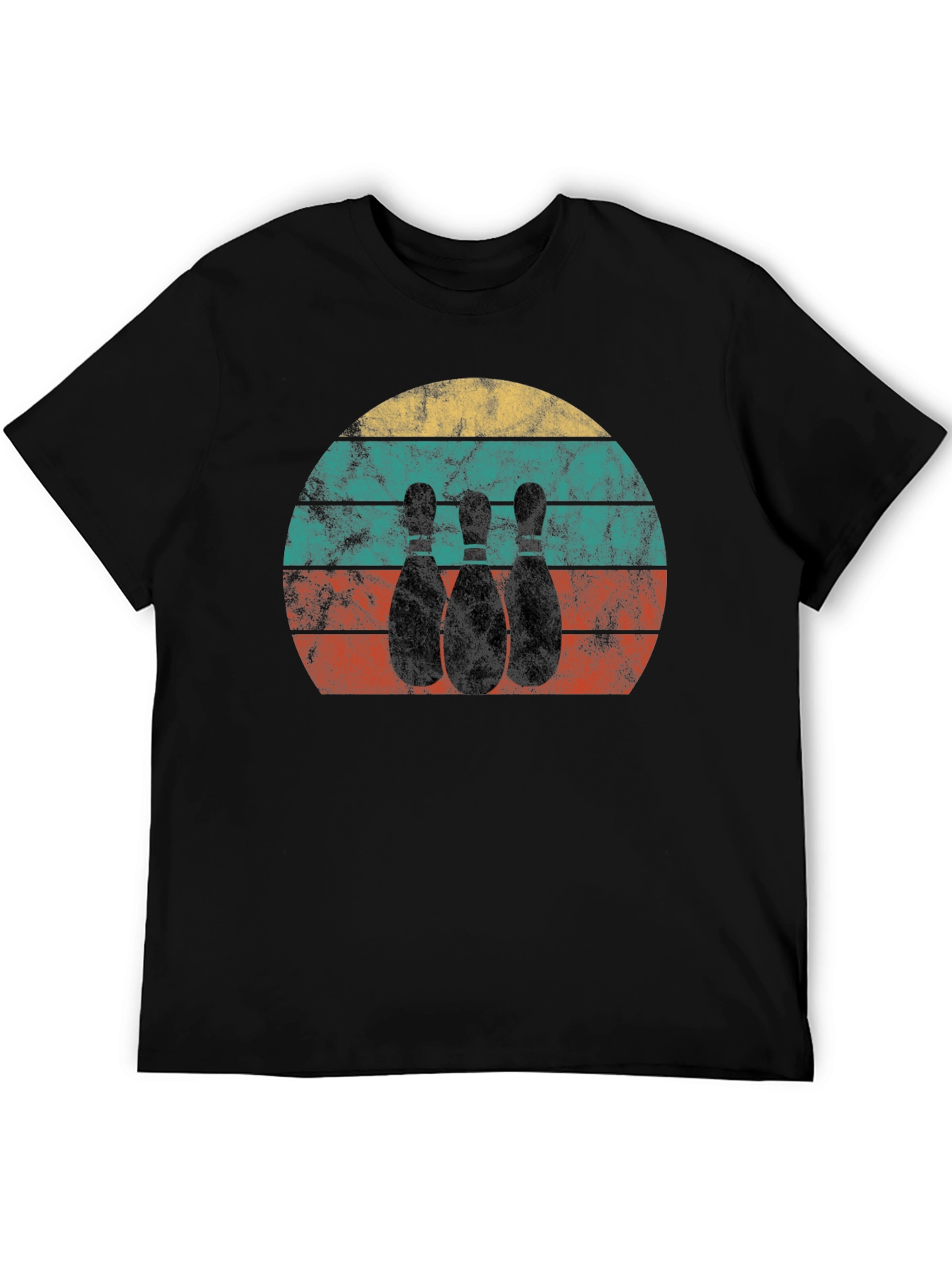 Retro Bowling Pins Graphic Tee - Black