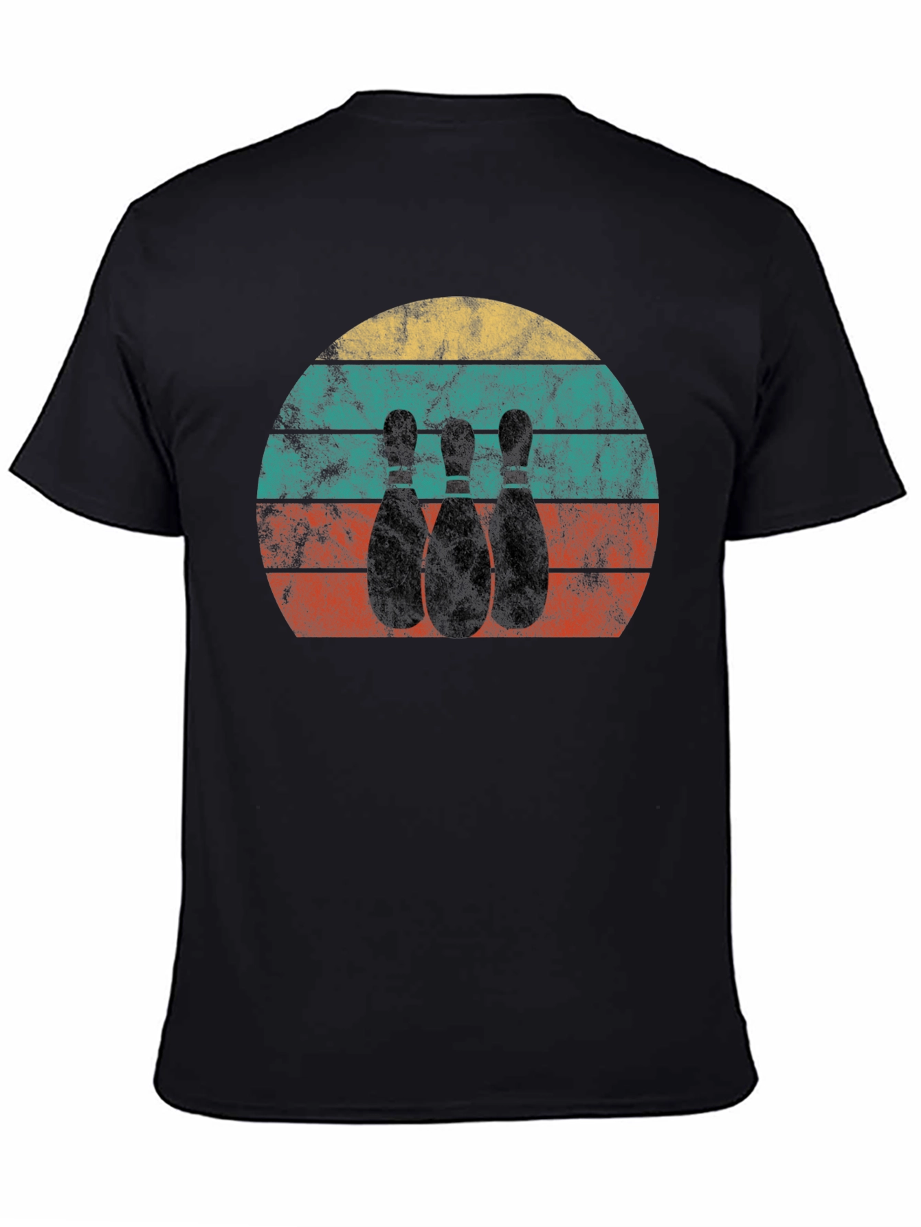 Retro Bowling Pins Graphic Tee - Black