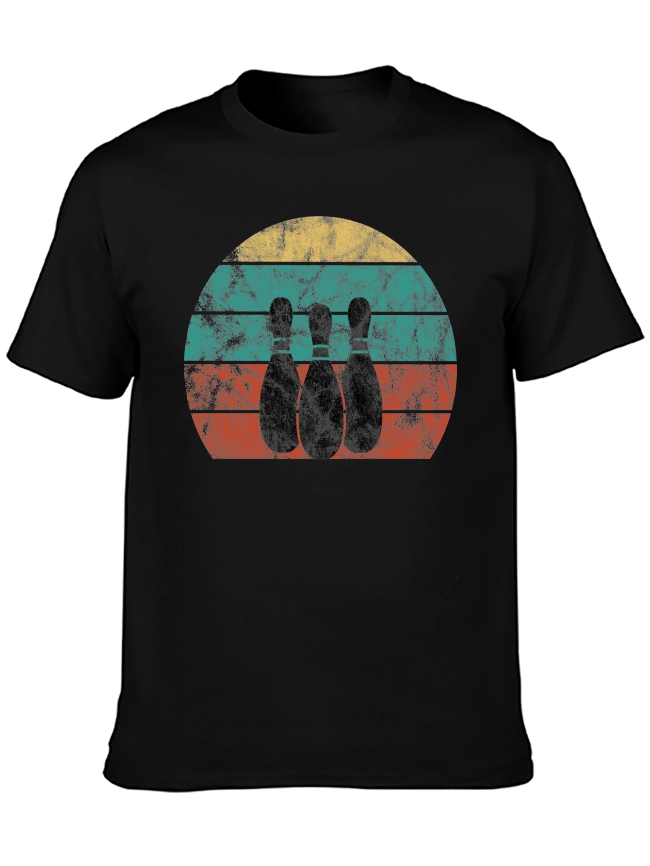 Retro Bowling Pins Graphic Tee - Black