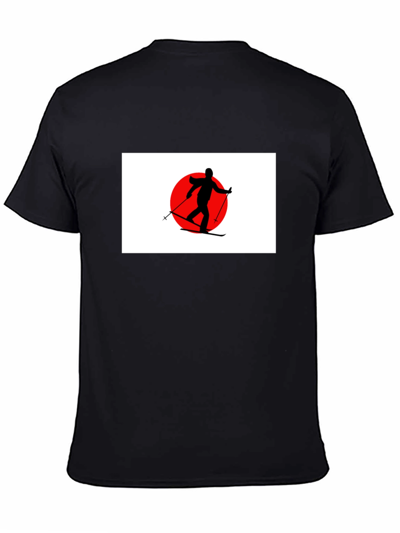 Skier Graphic T-Shirt: Japan Flag Inspired Design