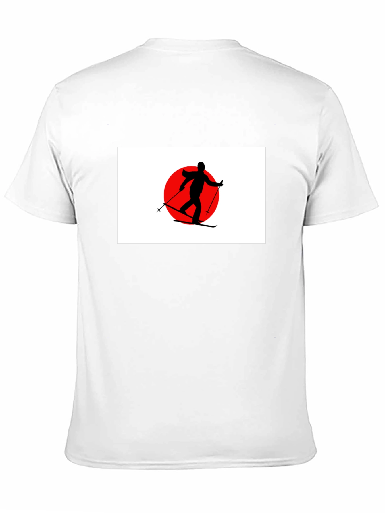 Skier Graphic T-Shirt: Japan Flag Inspired Design