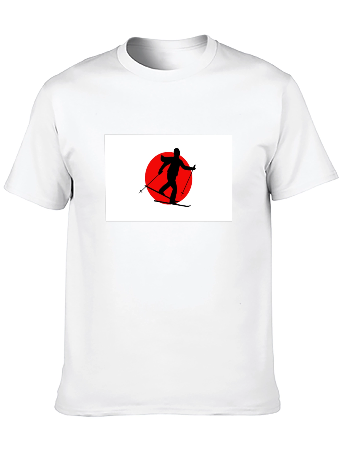 Skier Graphic T-Shirt: Japan Flag Inspired Design