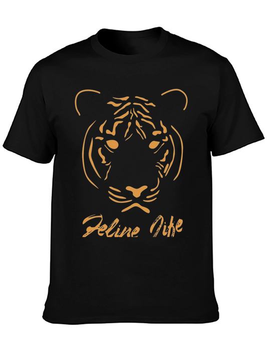 Feline Nine Graphic Tee - Black Tiger Design