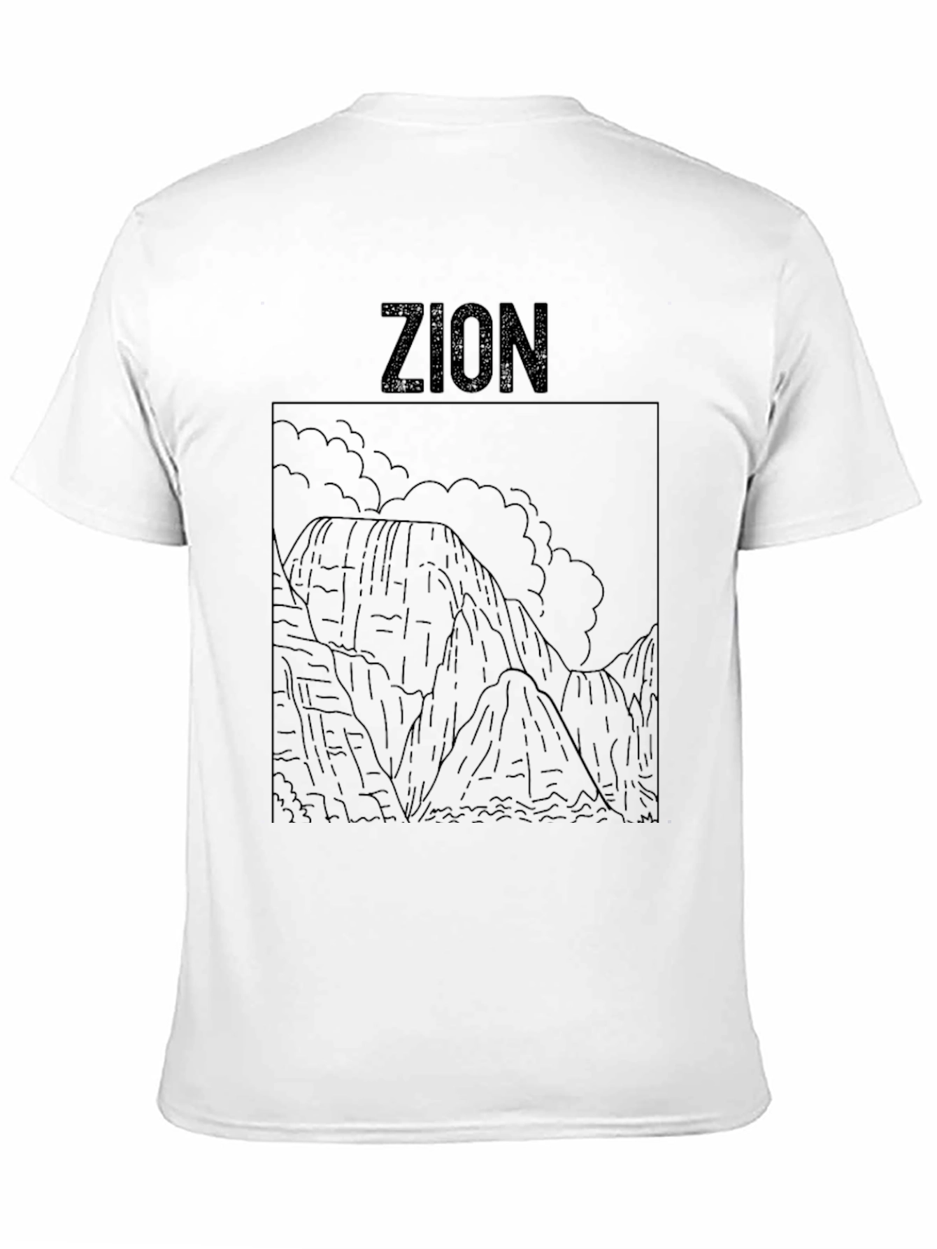 Zion National Park Line Art Black T-Shirt