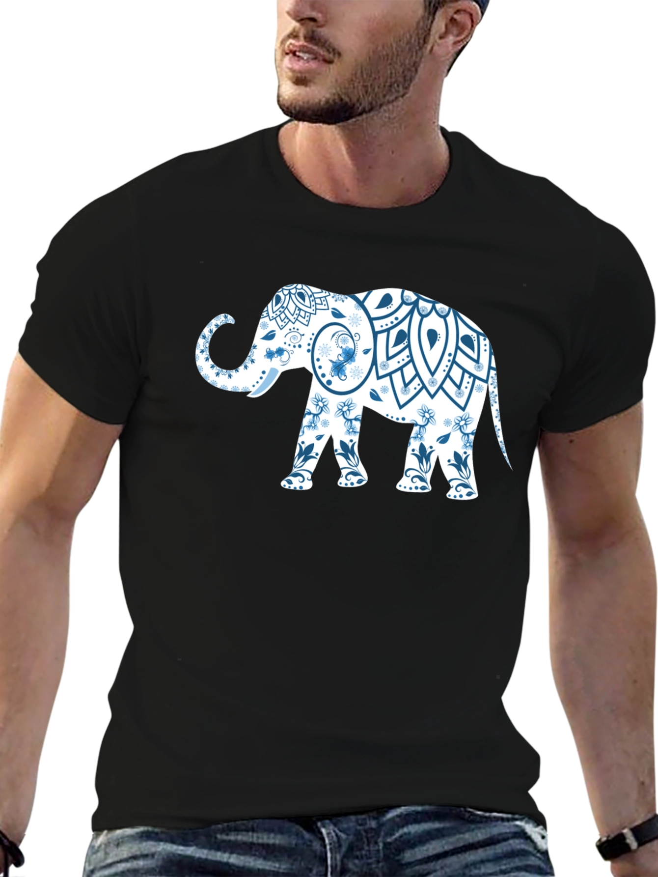 Elephant Mandala Black T-Shirt - Unique Graphic Tee