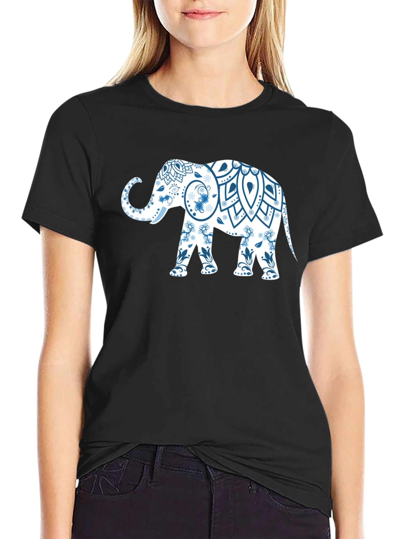 Elephant Mandala Black T-Shirt - Unique Graphic Tee