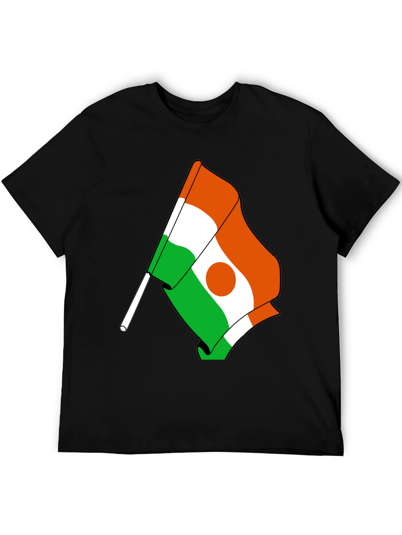 Niger Flag Graphic Tee - Black Cotton T-Shirt