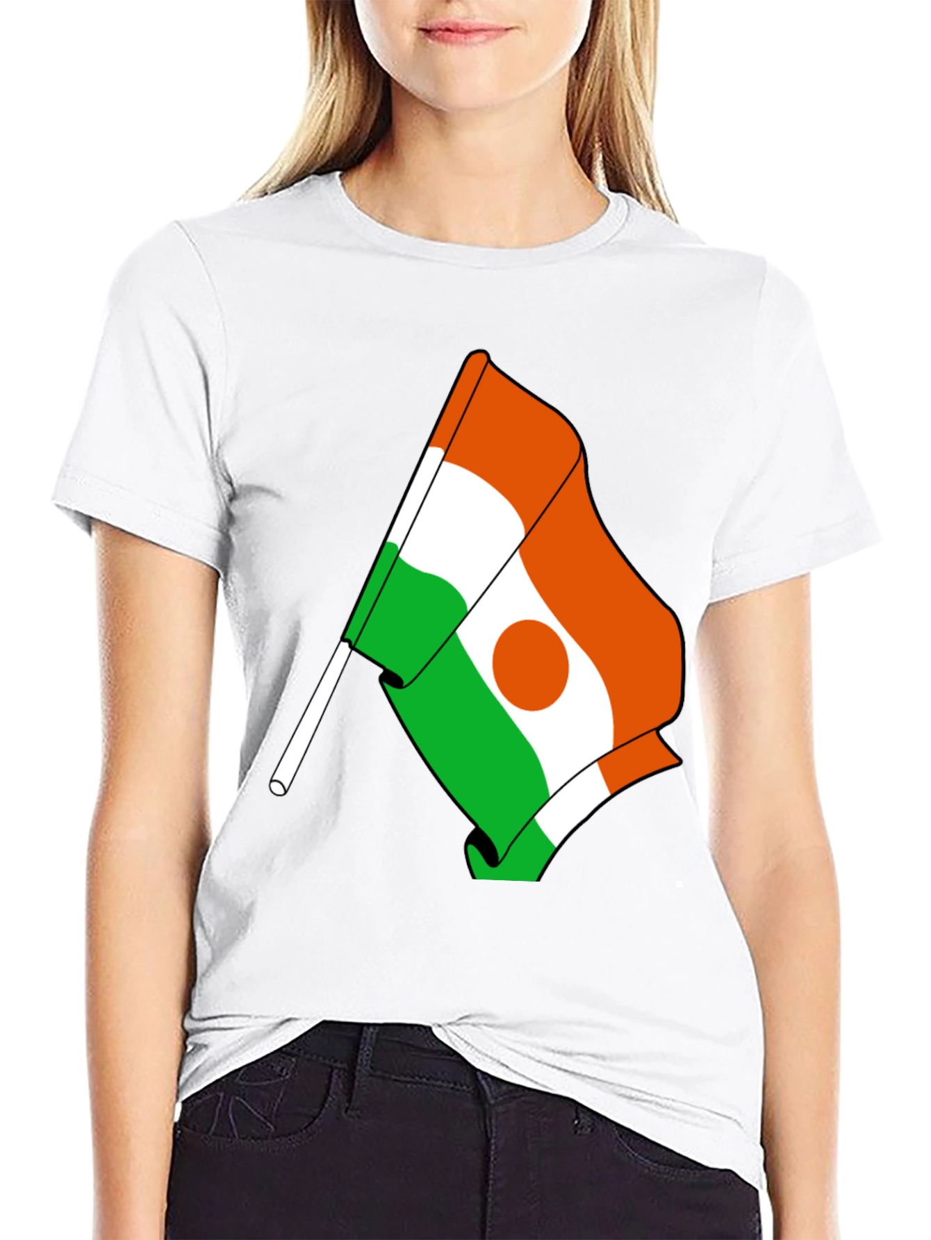 Niger Flag Graphic Tee - Black Cotton T-Shirt