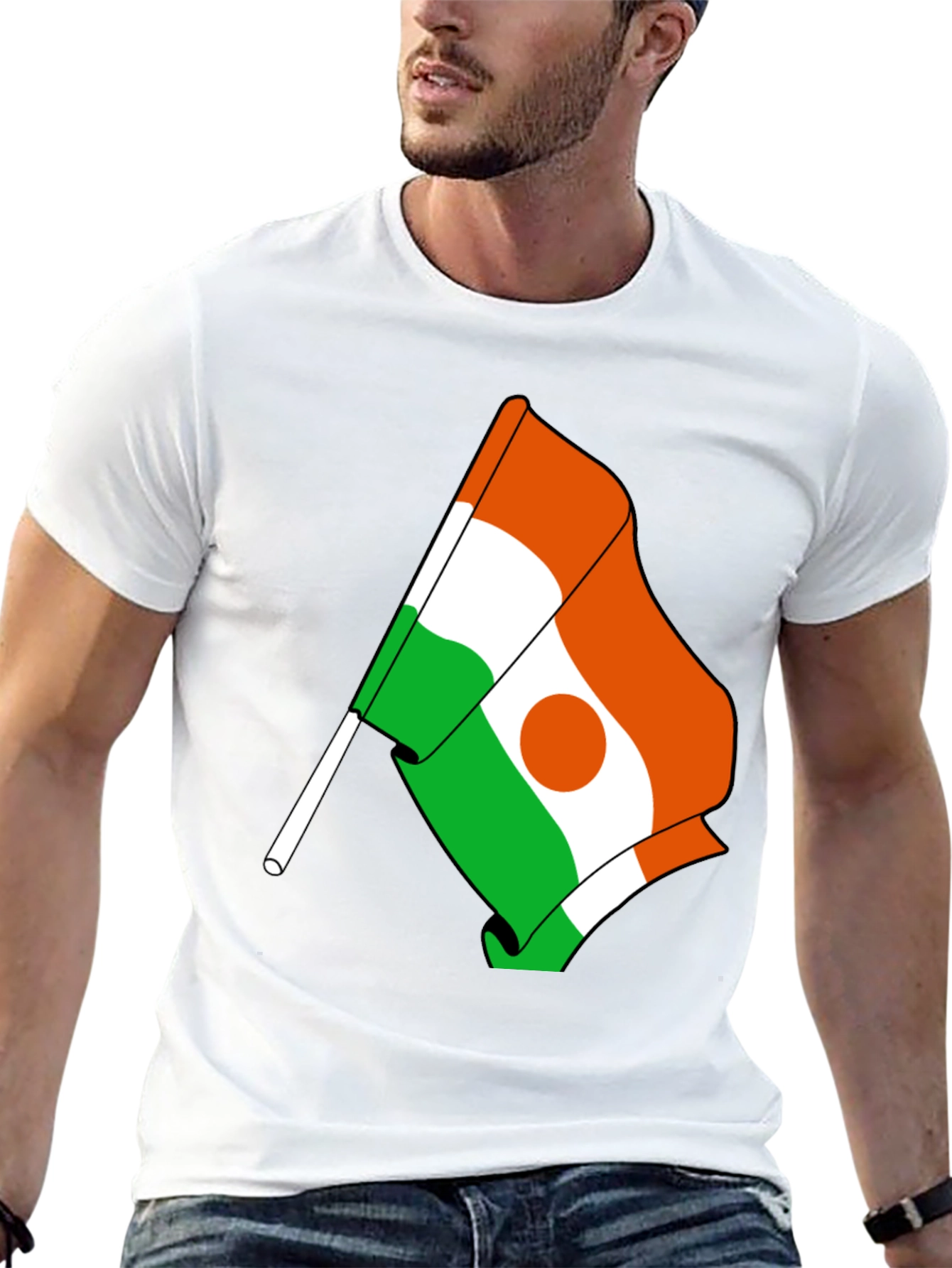 Niger Flag Graphic Tee - Black Cotton T-Shirt