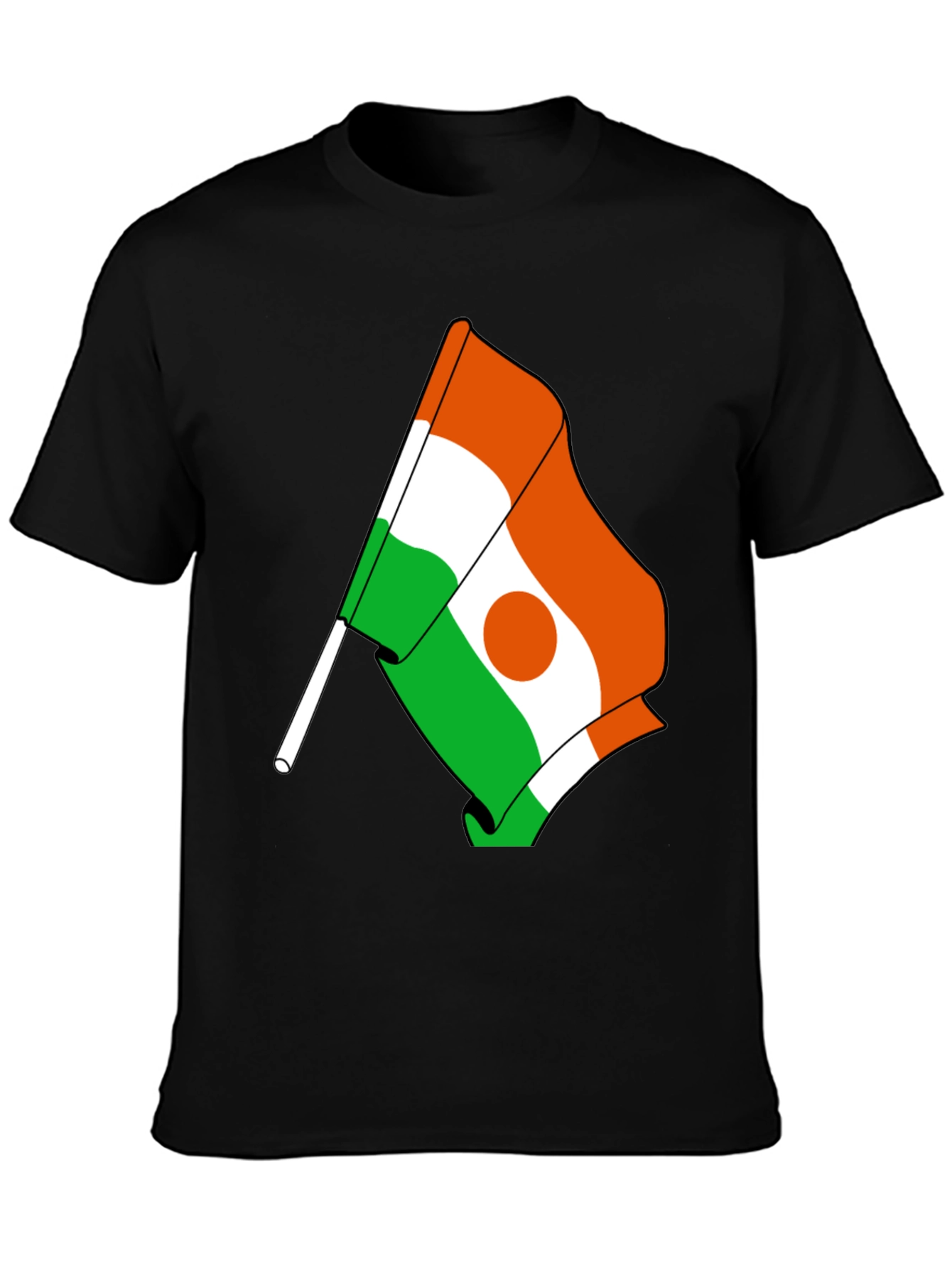 Niger Flag Graphic Tee - Black Cotton T-Shirt