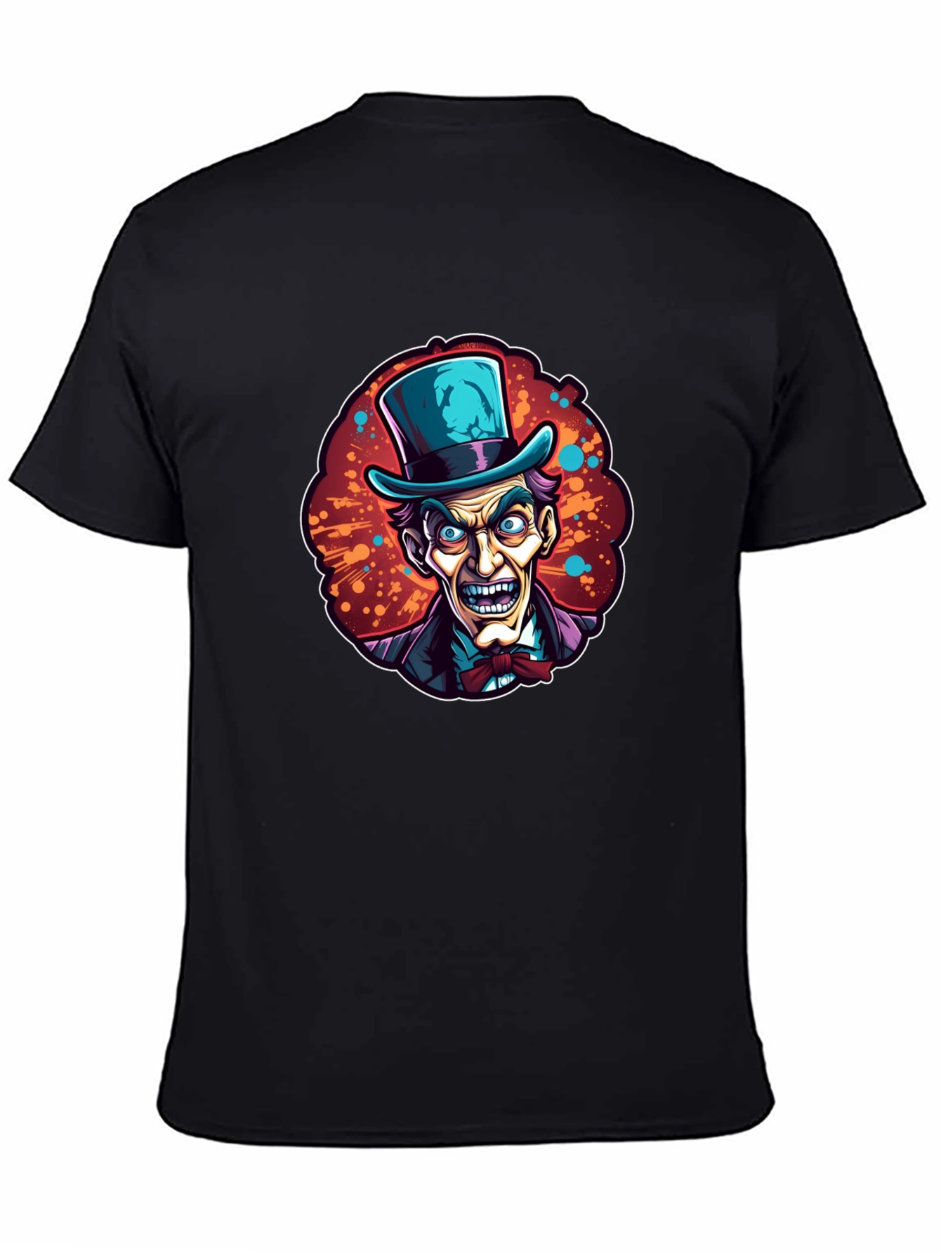 Mad Hatter Cartoon Graphic Black T-Shirt