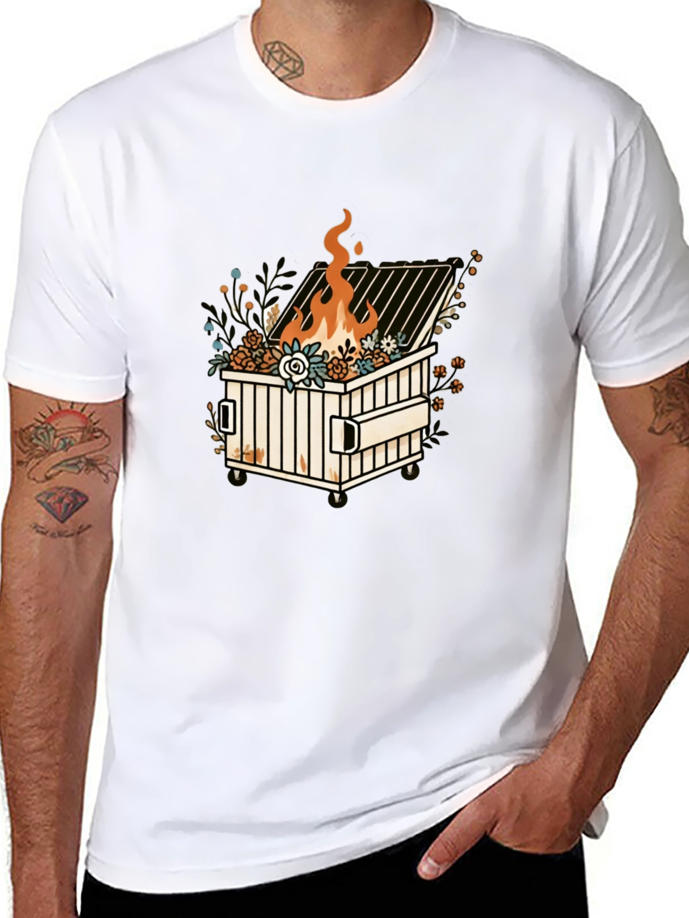 Dumpster Fire Graphic Tee - Trendy Design