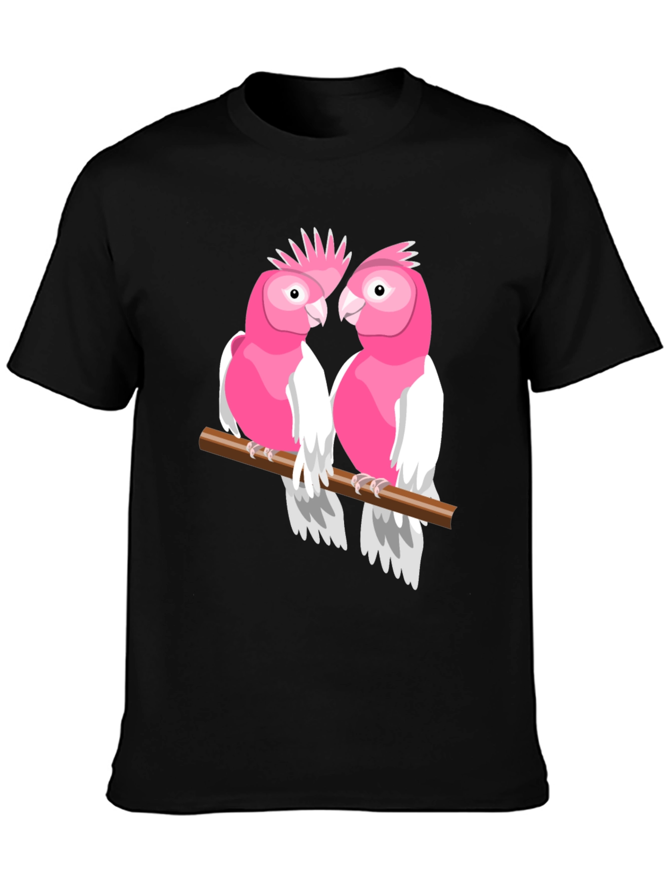 Pink Cockatoo Pair Black T-Shirt