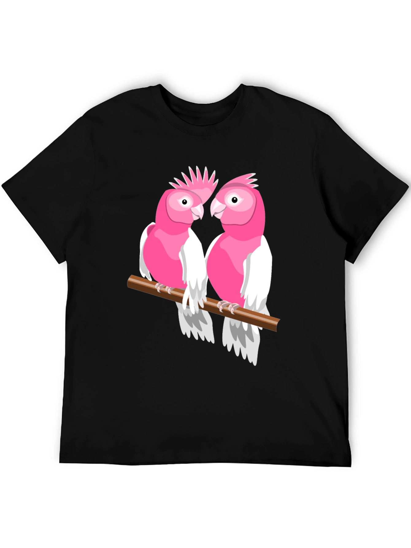 Pink Cockatoo Pair Black T-Shirt