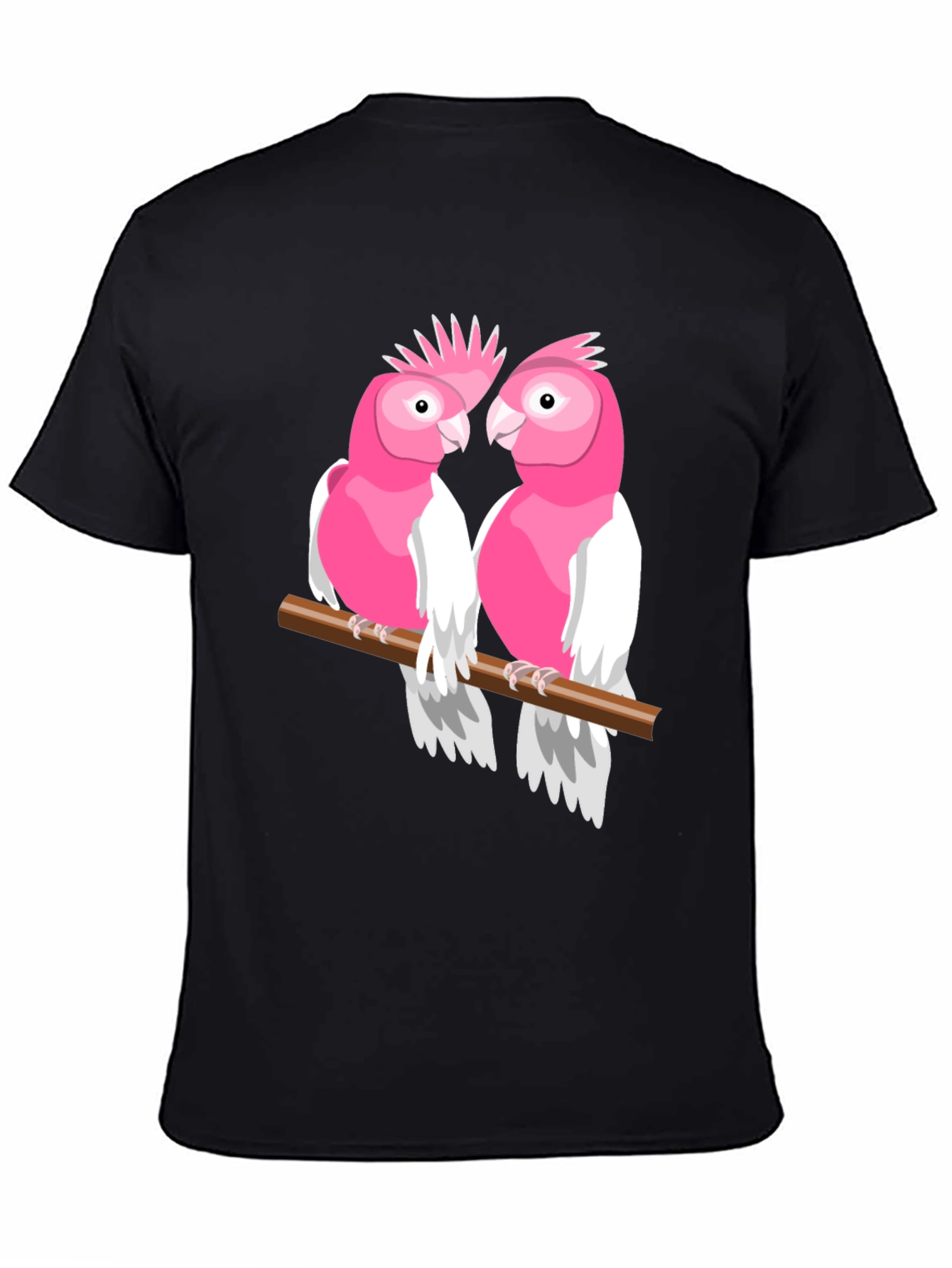 Pink Cockatoo Pair Black T-Shirt