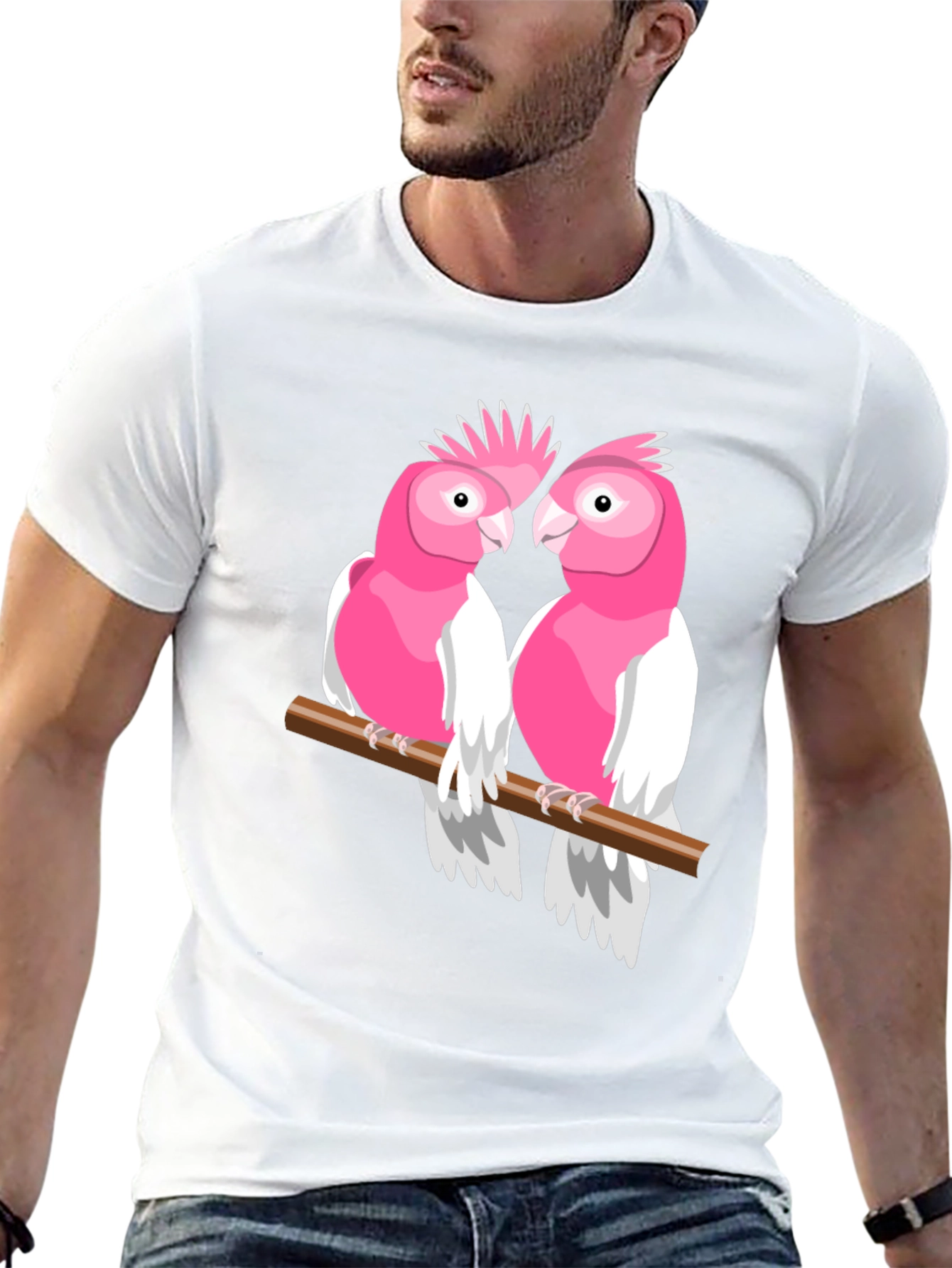 Pink Cockatoo Pair Black T-Shirt