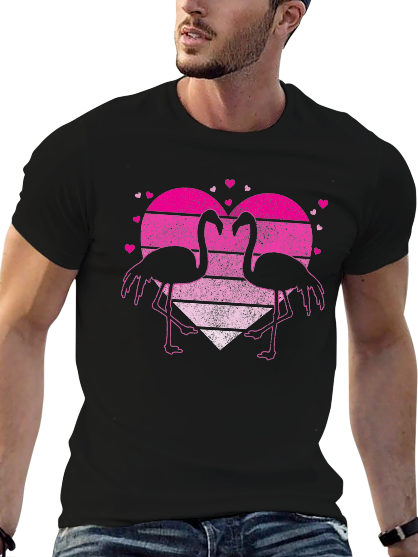 Flamingo Heart Graphic T-Shirt