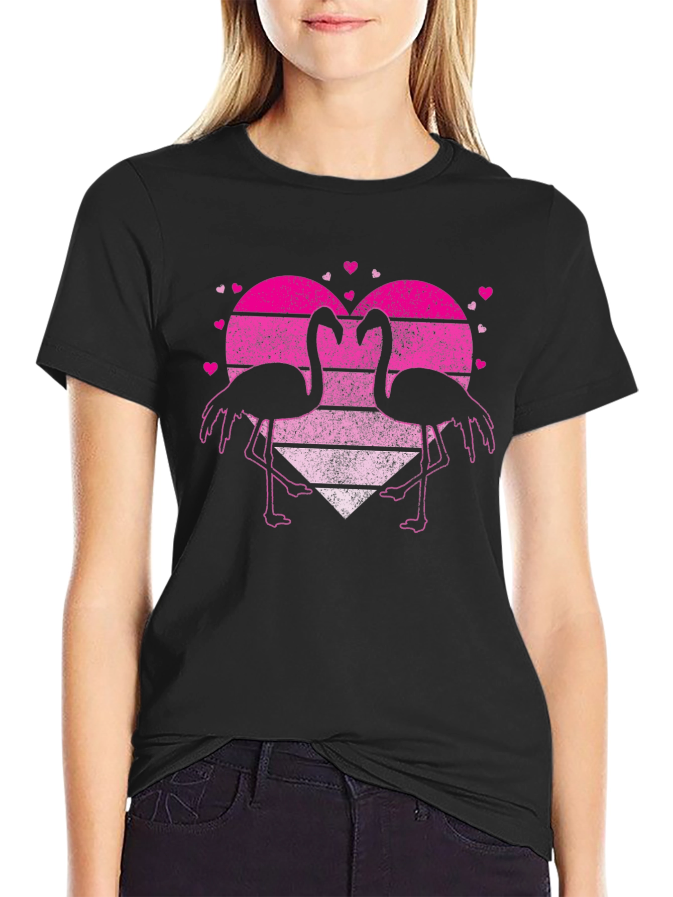 Flamingo Heart Graphic T-Shirt