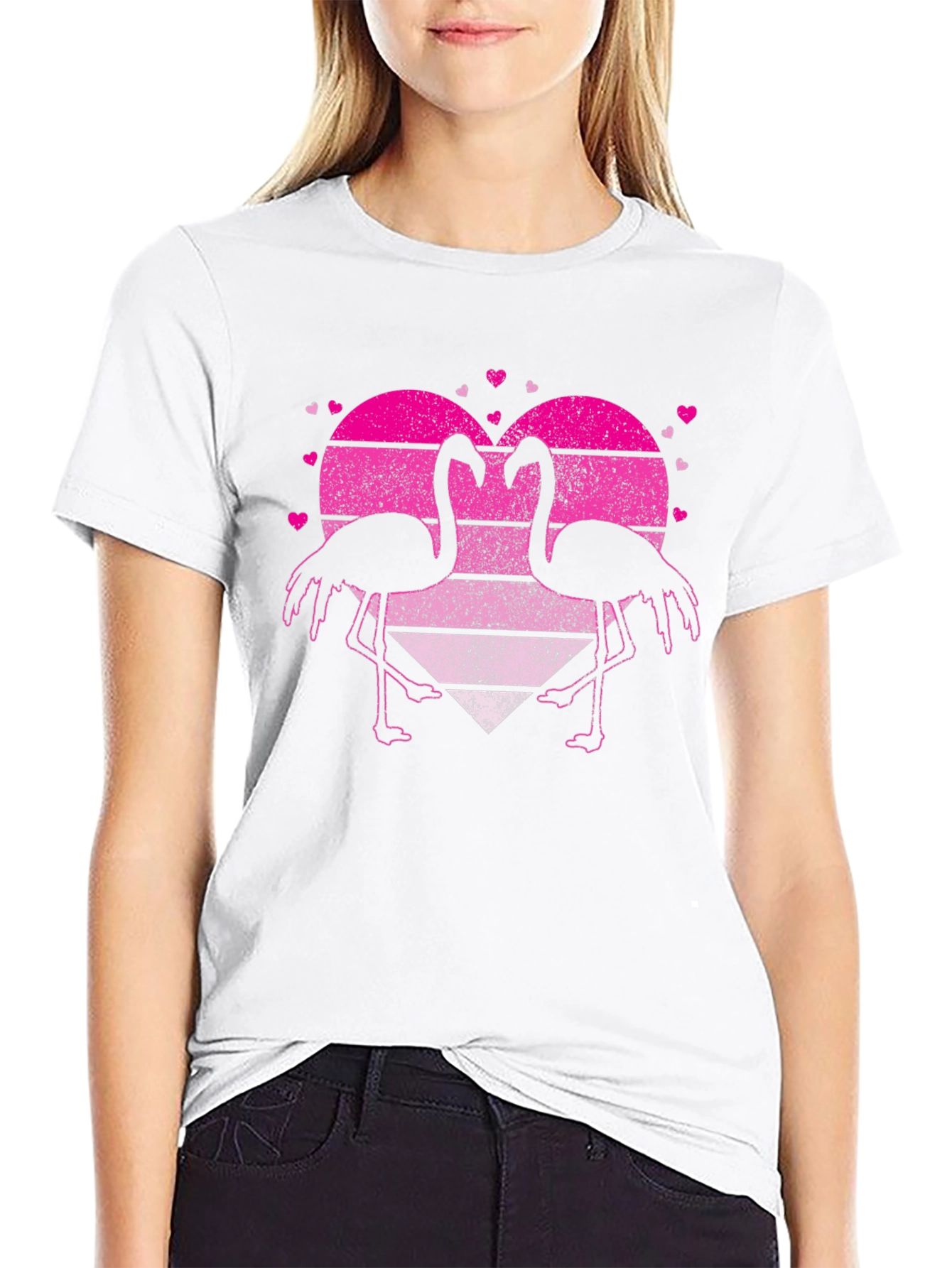 Flamingo Heart Graphic T-Shirt