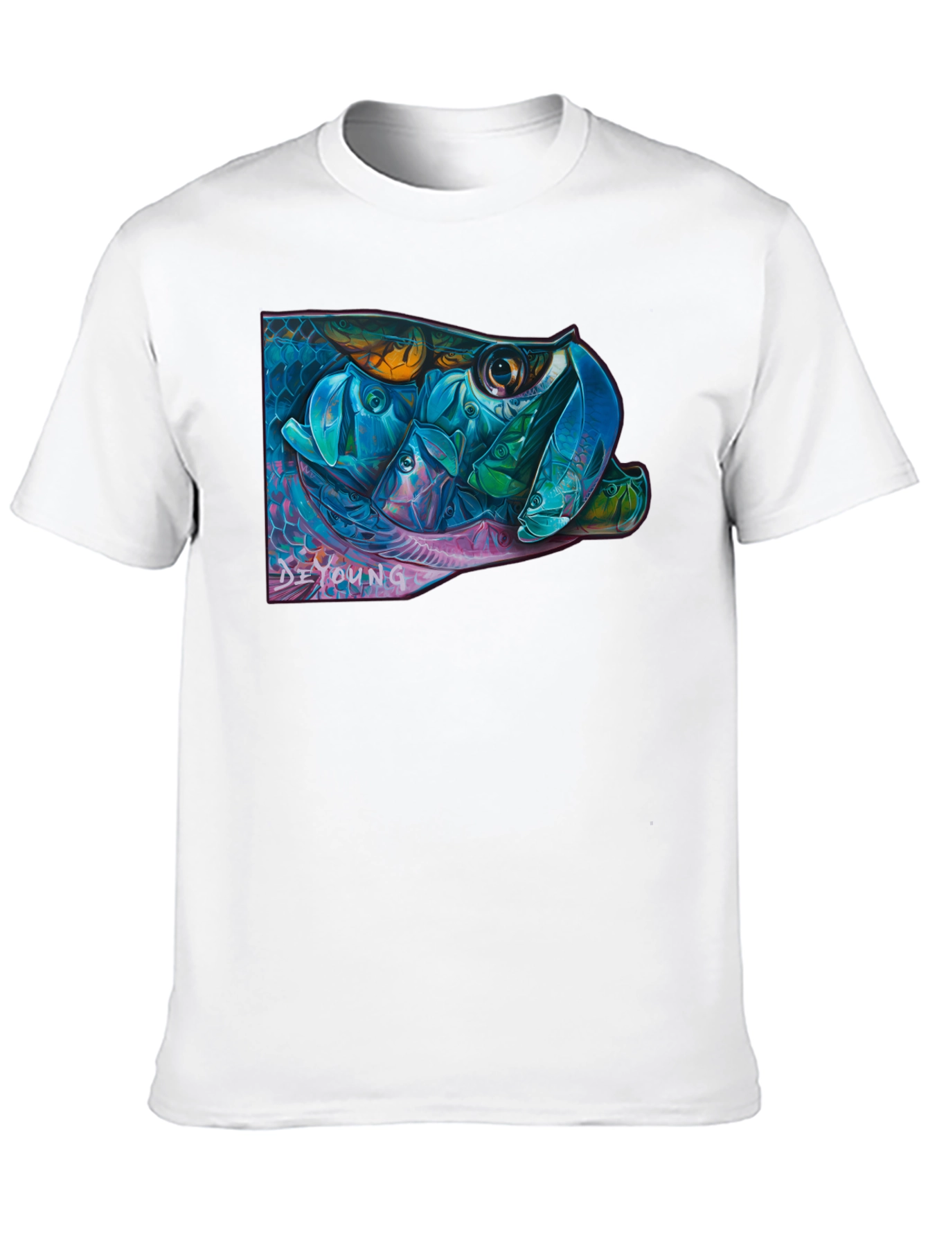 Vibrant Fish Graphic Black T-Shirt