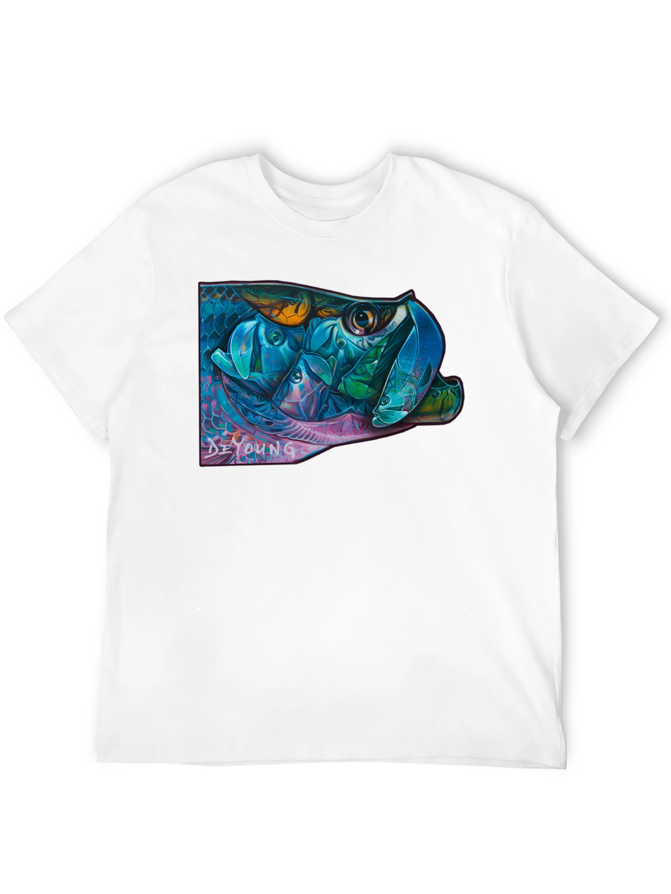 Vibrant Fish Graphic Black T-Shirt