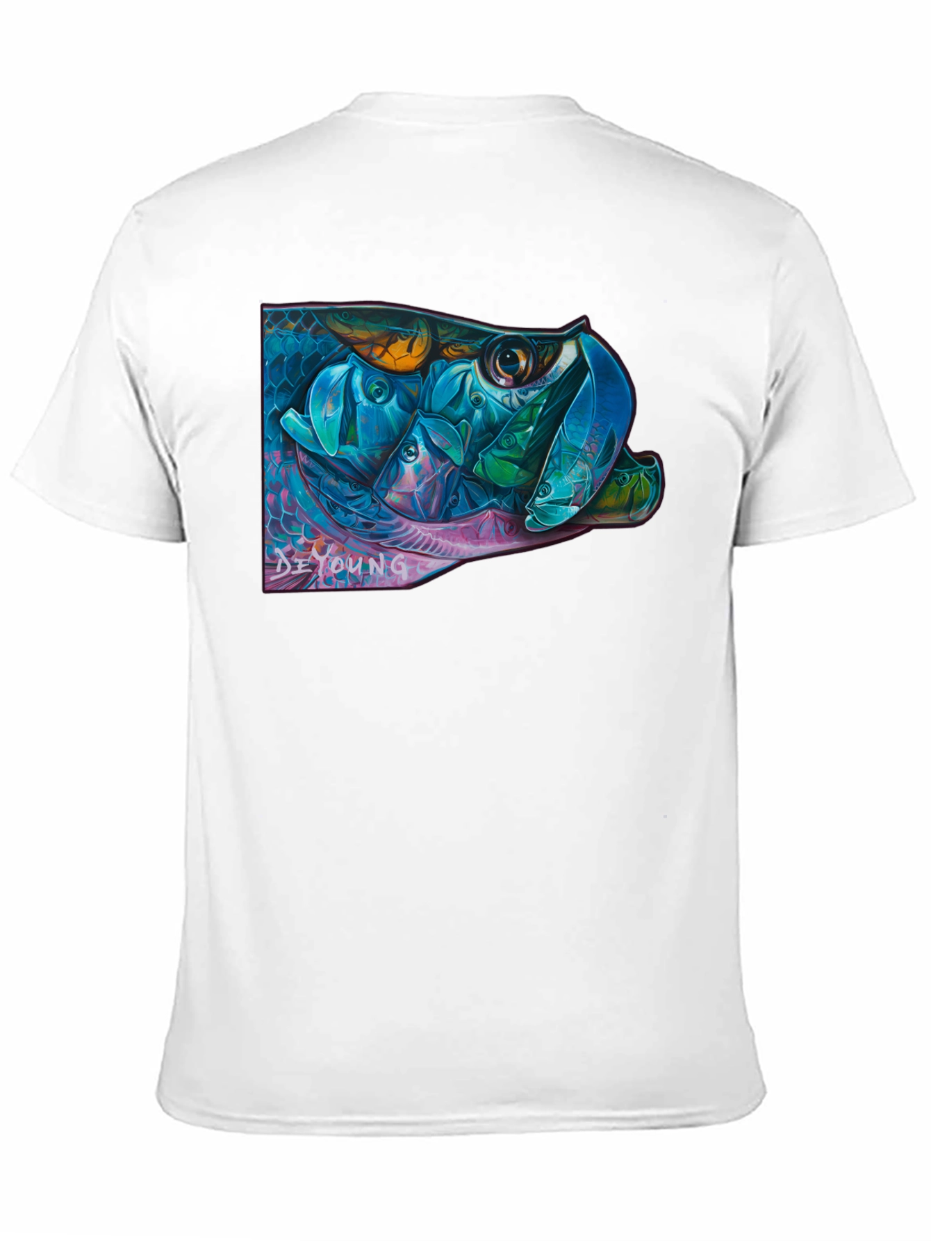 Vibrant Fish Graphic Black T-Shirt