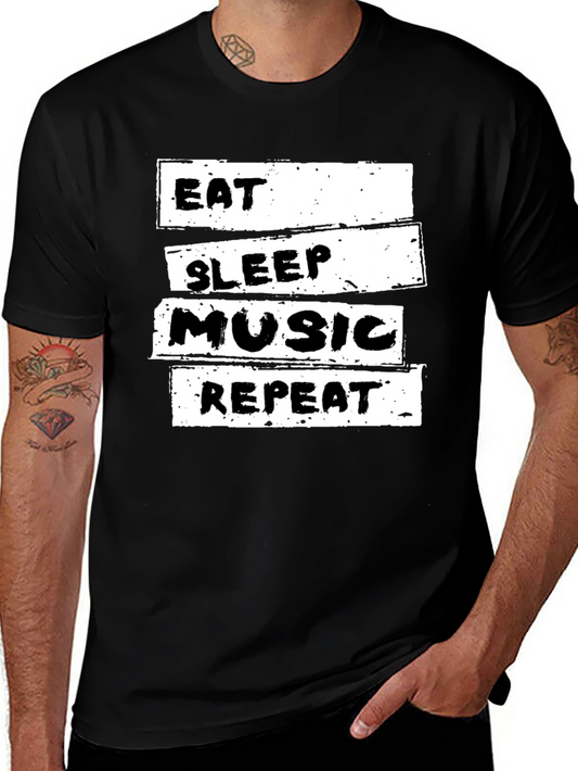 Eat Sleep Music Repeat Black T-Shirt