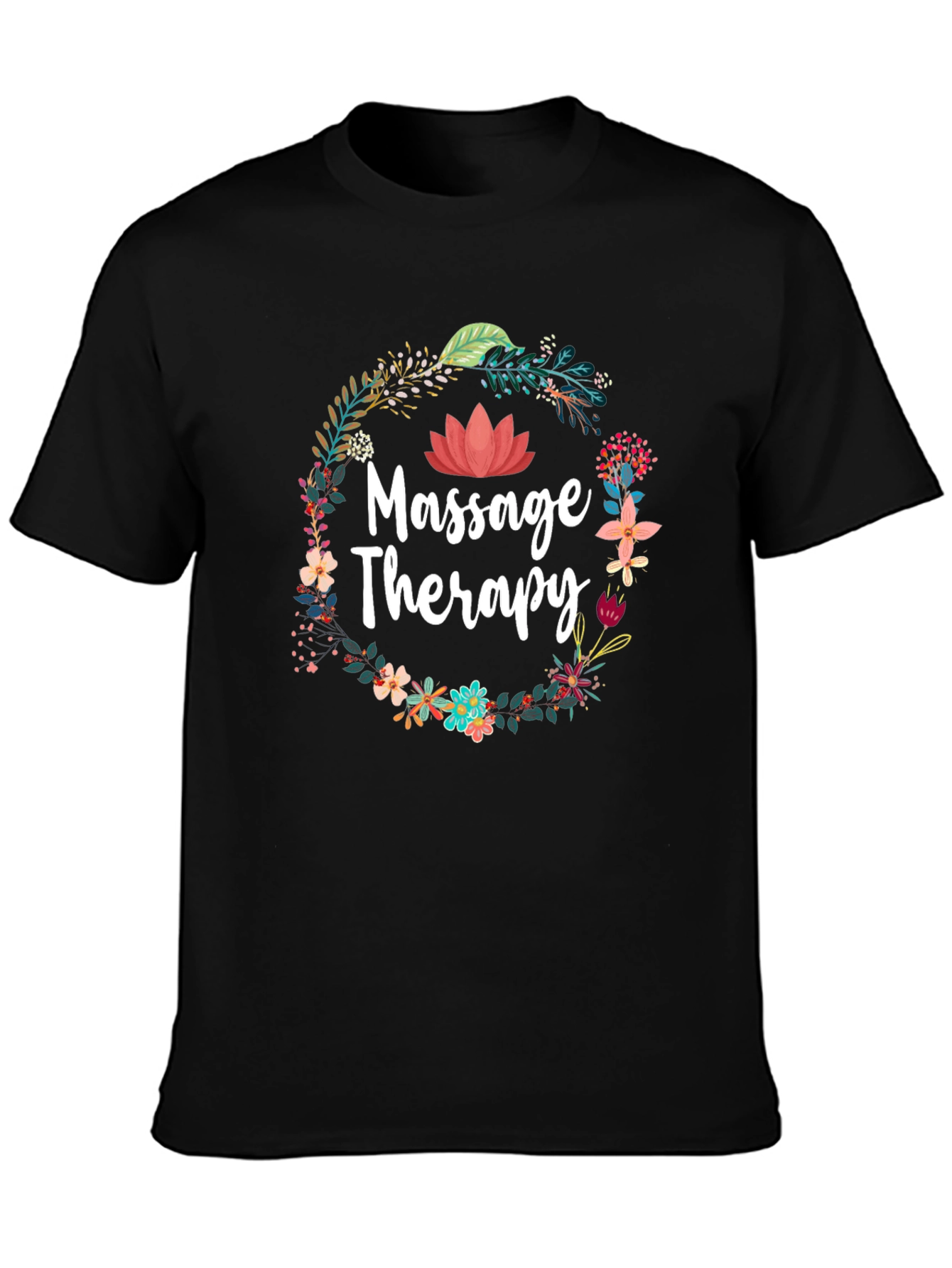 Massage Therapy Floral Wreath Graphic T-Shirt