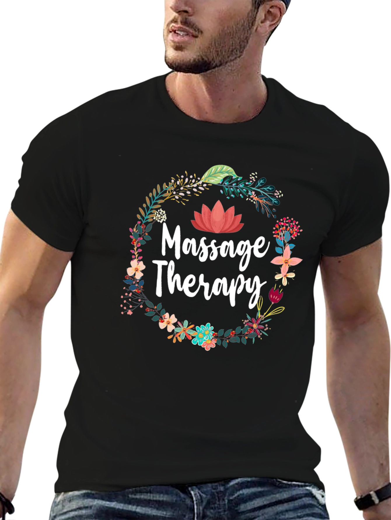 Massage Therapy Floral Wreath Graphic T-Shirt