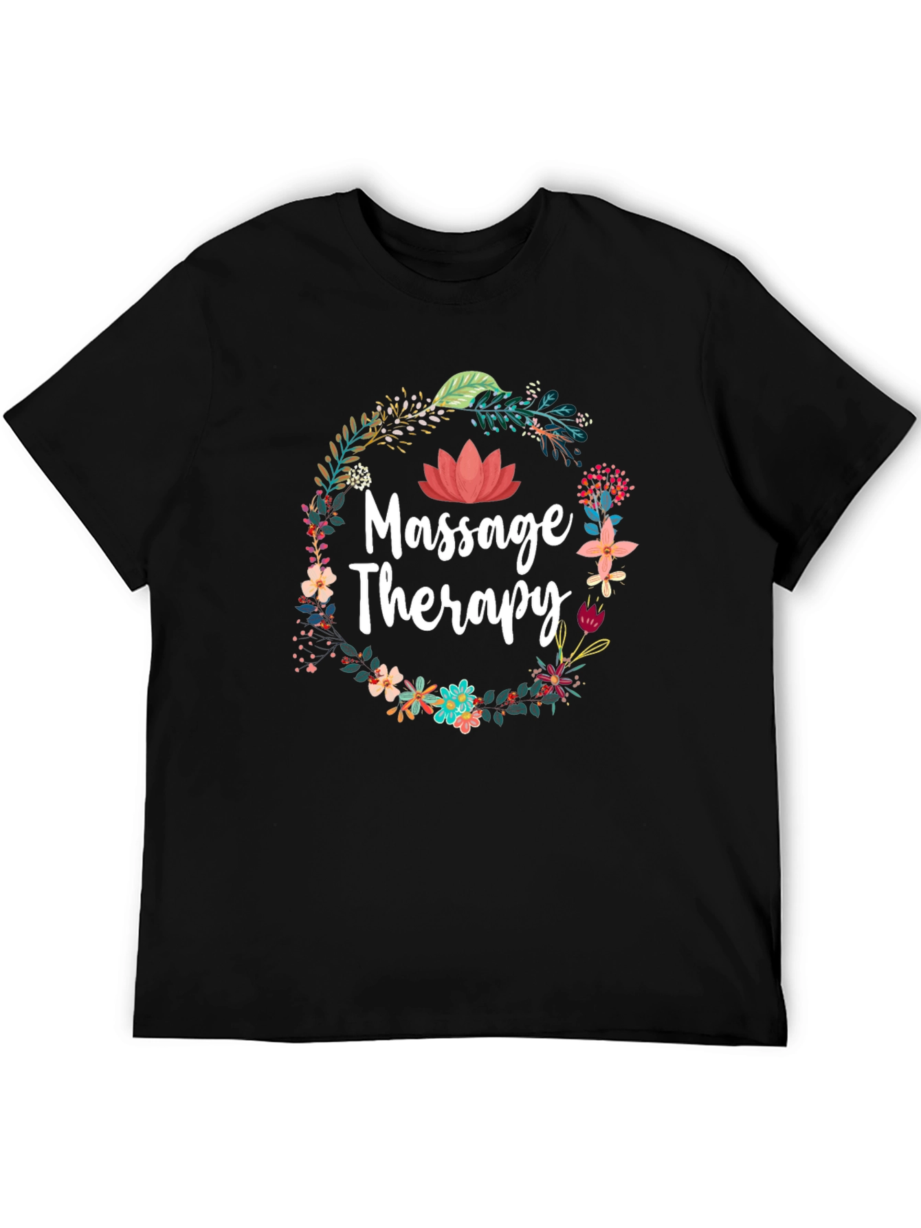 Massage Therapy Floral Wreath Graphic T-Shirt