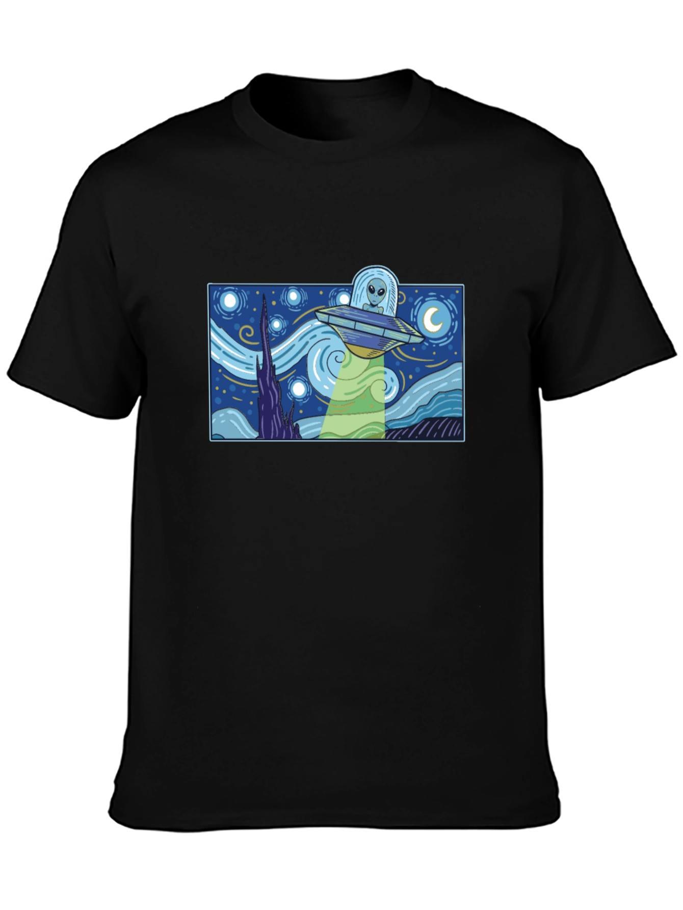 Starry Night Alien UFO Graphic Tee