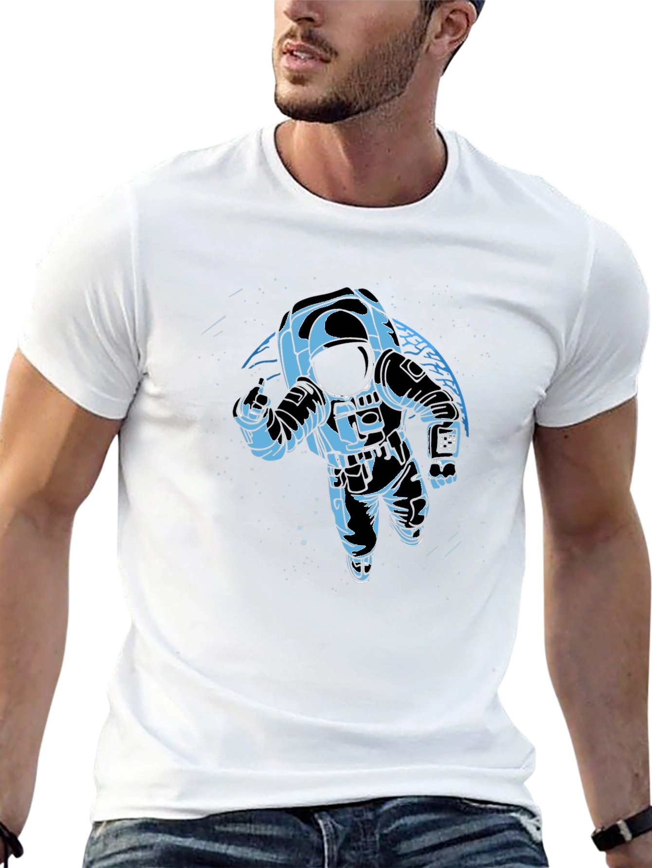 Astronaut Graphic Print Black T-Shirt