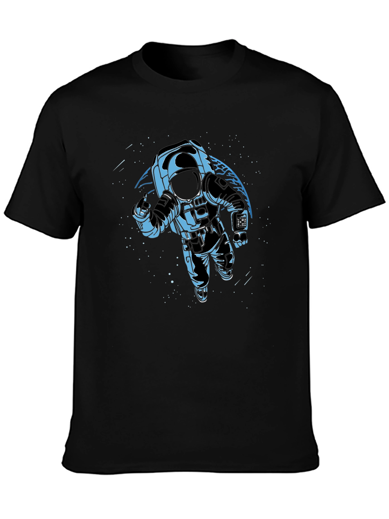 Astronaut Graphic Print Black T-Shirt