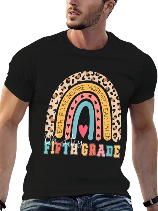 Fifth Grade Teacher Rainbow Graphic Tee