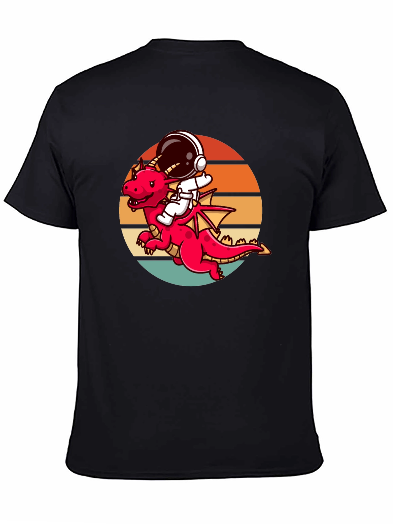 Astronaut Dragon Graphic Tee - Unique Design Black Shirt