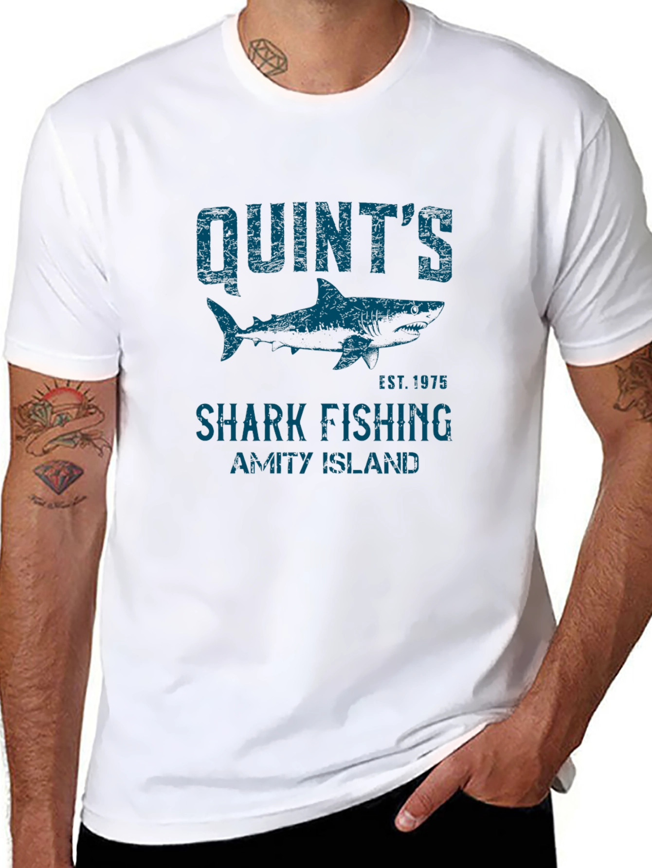 Quints Shark Fishing T-Shirt - Amity Island Est. 1975