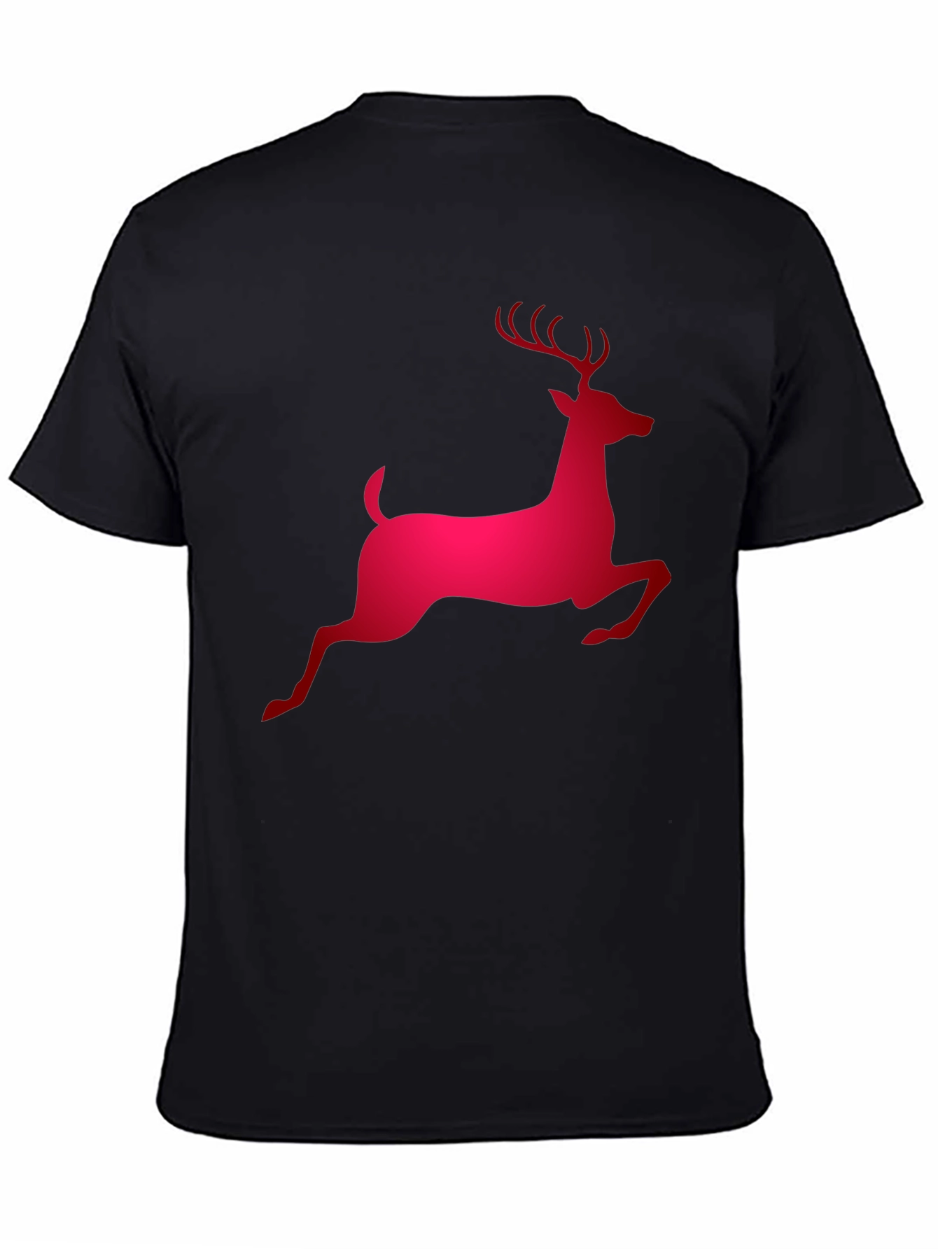 Red Reindeer Graphic Black T-Shirt